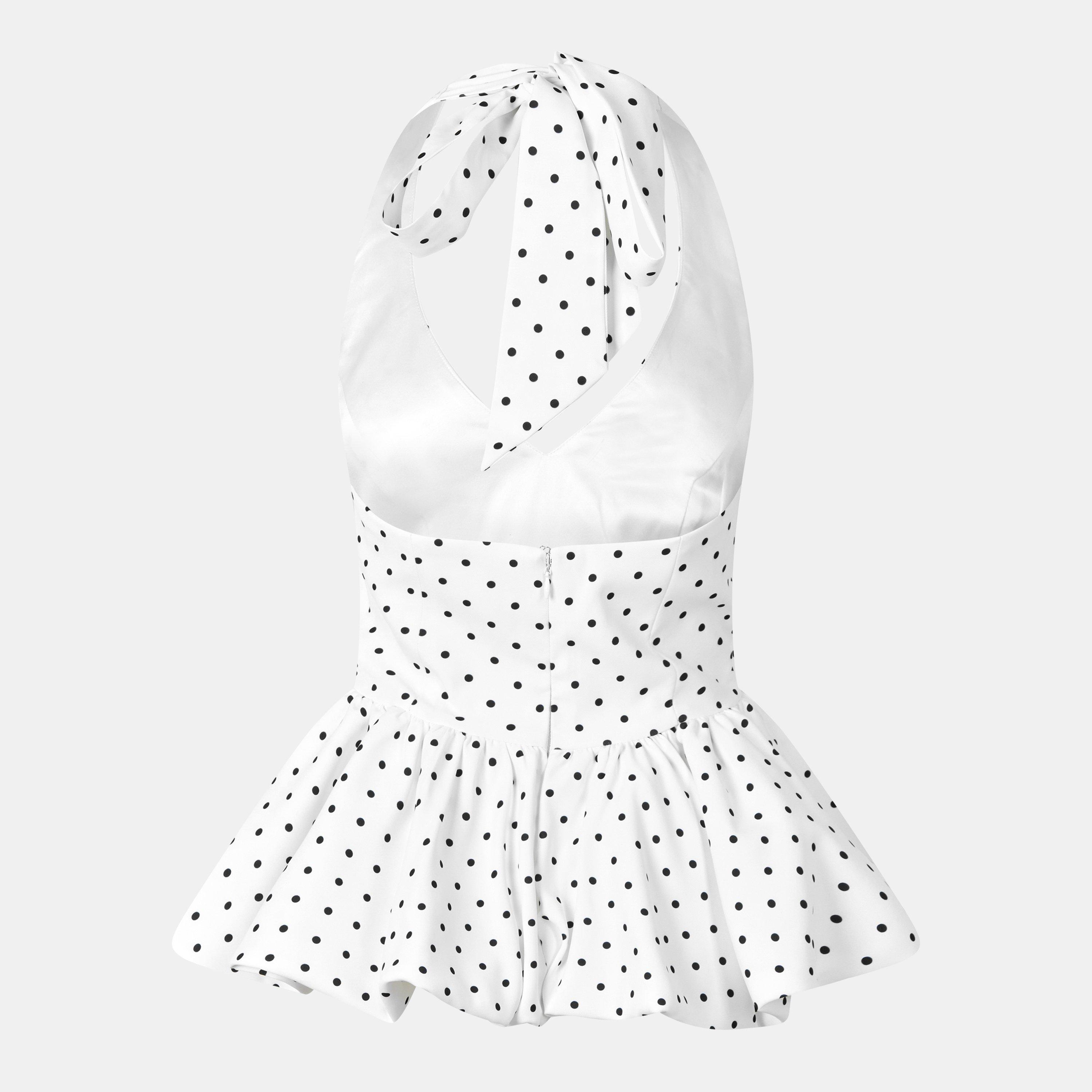 White Polka - Odd Muse - The Ultimate Muse Polka Dot Peplum Top - 2