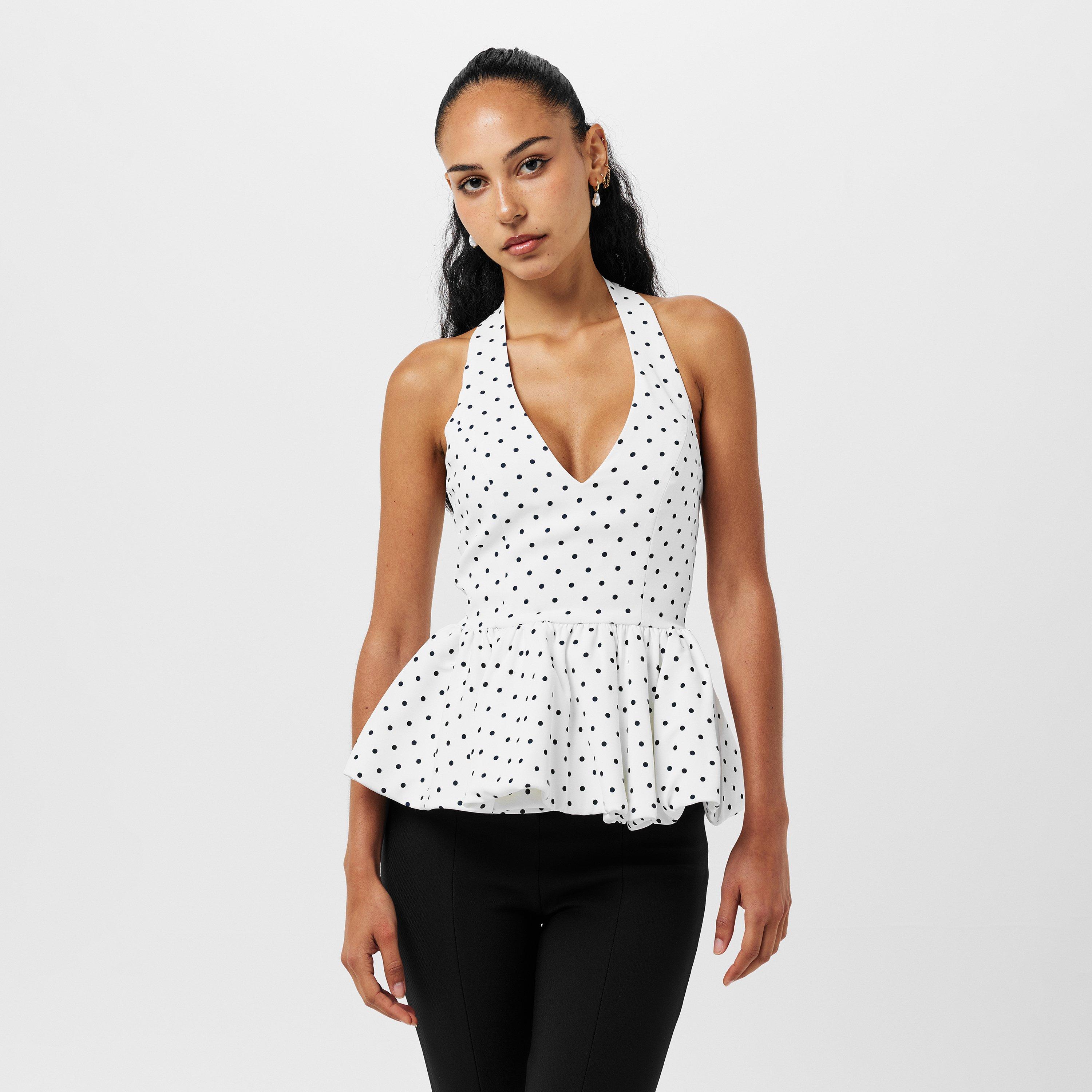 White Polka - Odd Muse - The Ultimate Muse Polka Dot Peplum Top - 3