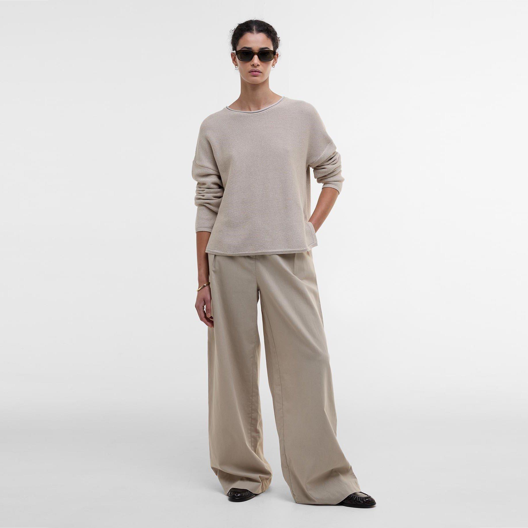 Light Sand - Barbour - Women's Marine Crew Neck Jumper - 5