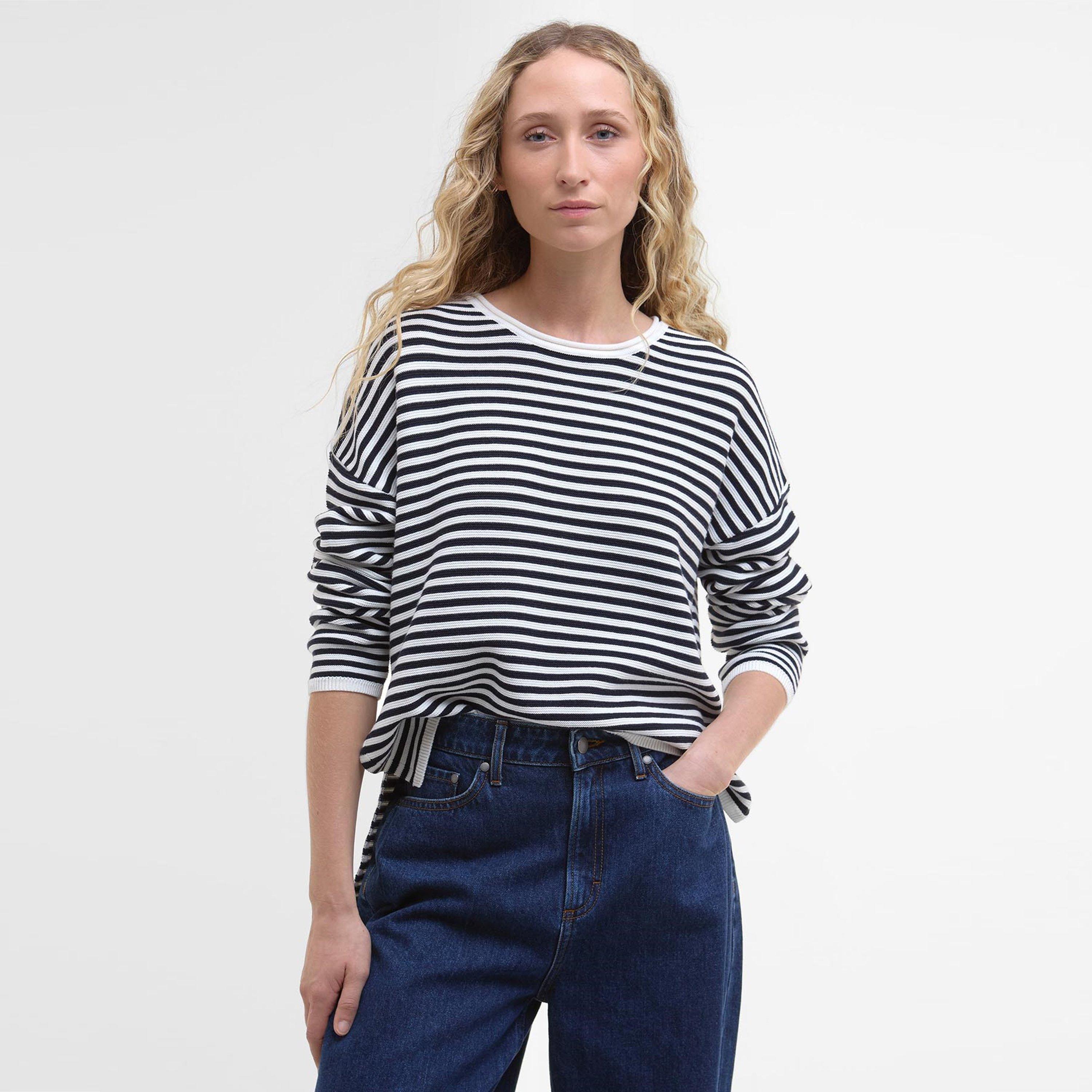 Navy Stripe - Barbour - Women's Crew Neck Jumper - 2