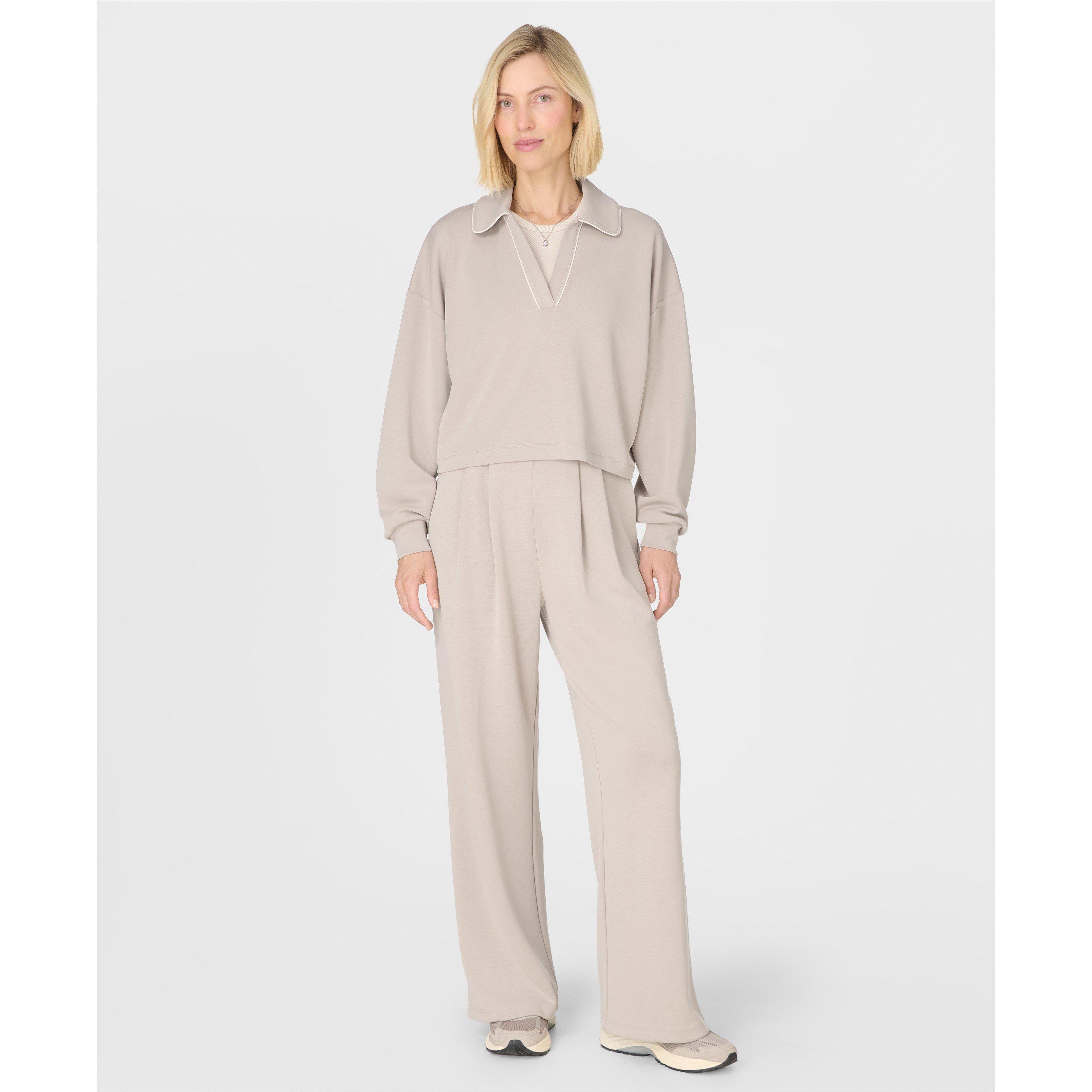 mushroom beige - Sweaty Betty - Women's Sand Henley Cropped Sweatshirt - 6