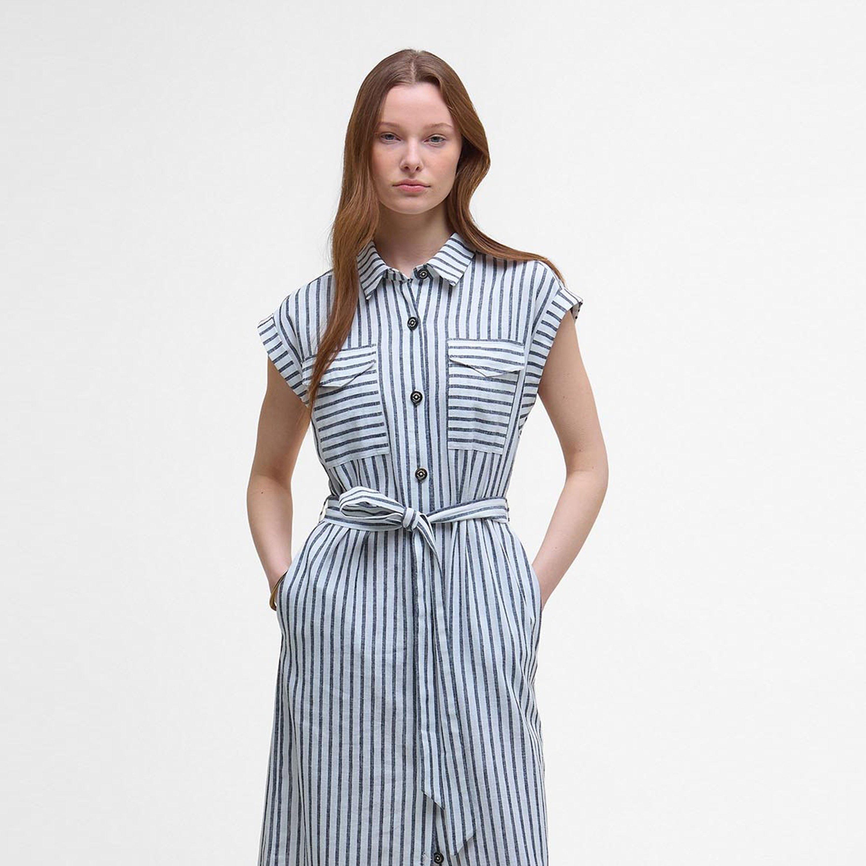 Navy/White Str - Barbour - Women's B.Li Abby Shirt Dress - 2