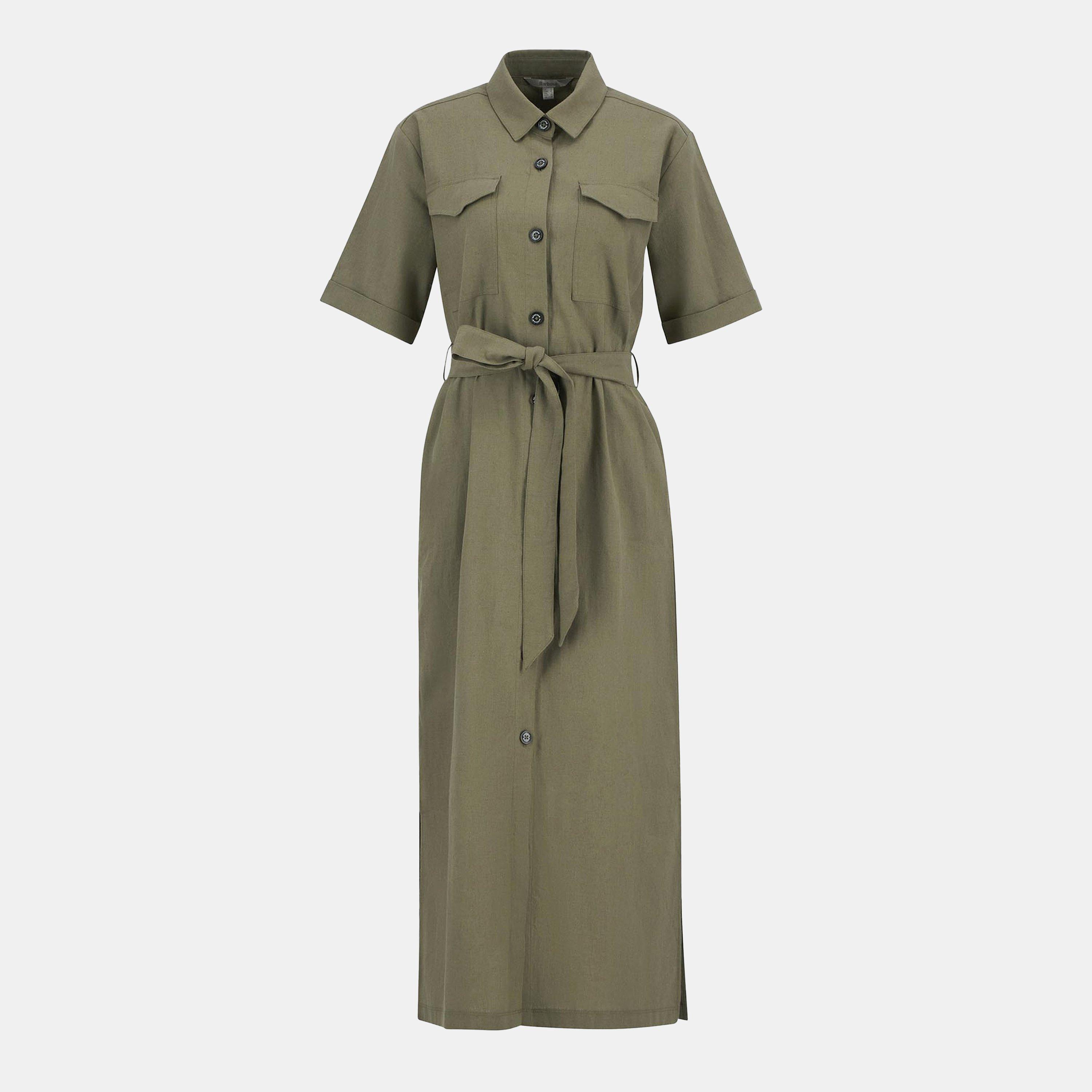 Dusky Green - Barbour - Women's Nicole Belted Shirt Dress - 1