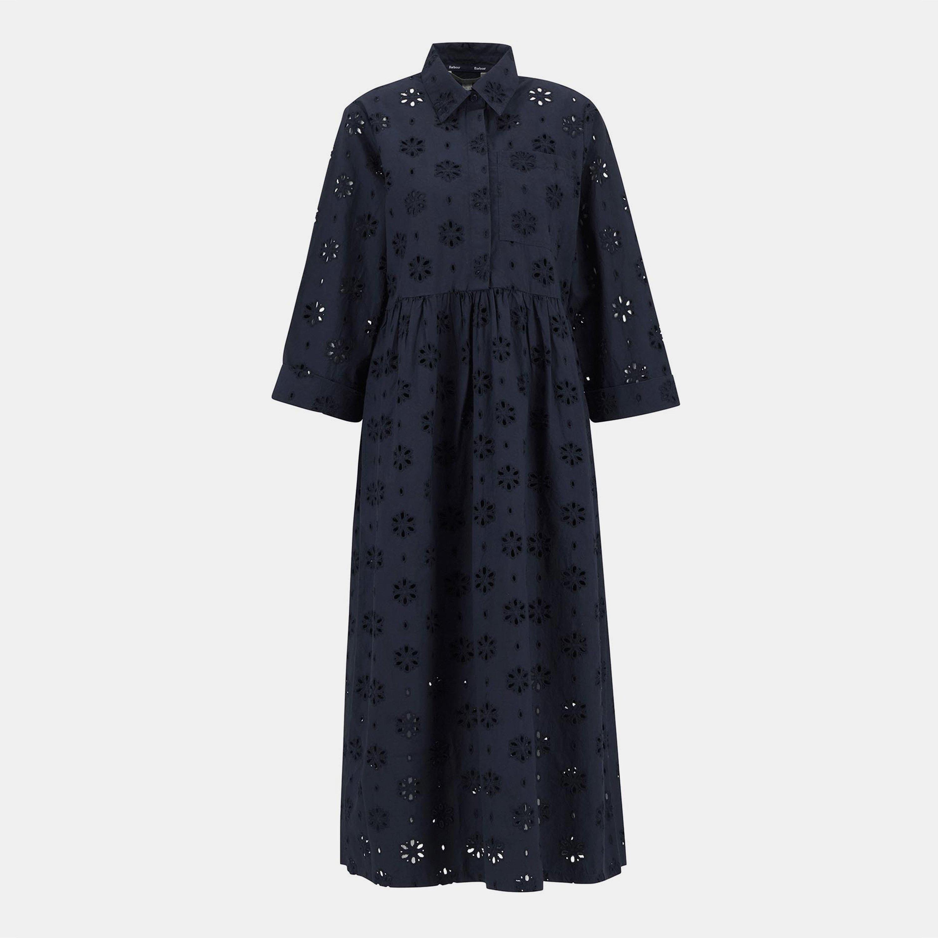Navy - Barbour - Melissa Broderie Anglaise Midi Dress - 1