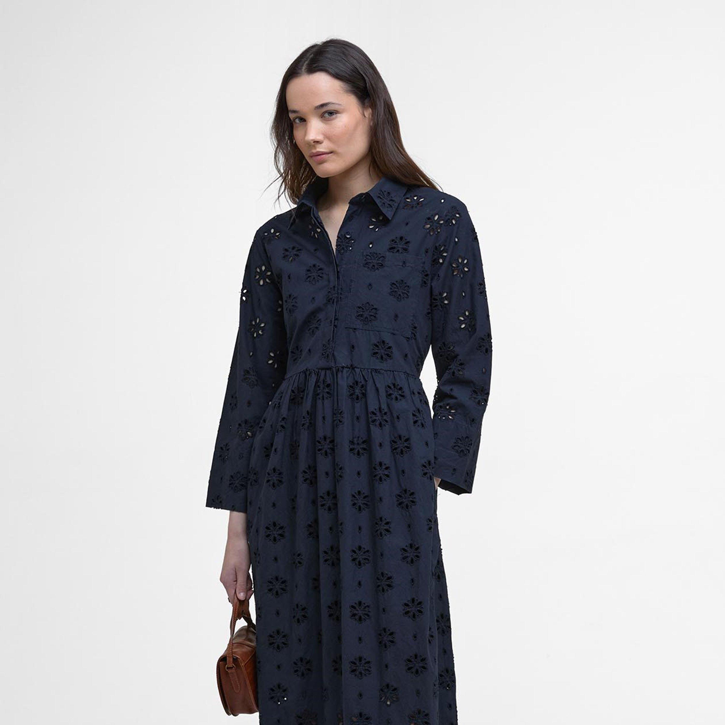 Navy - Barbour - Melissa Broderie Anglaise Midi Dress - 2