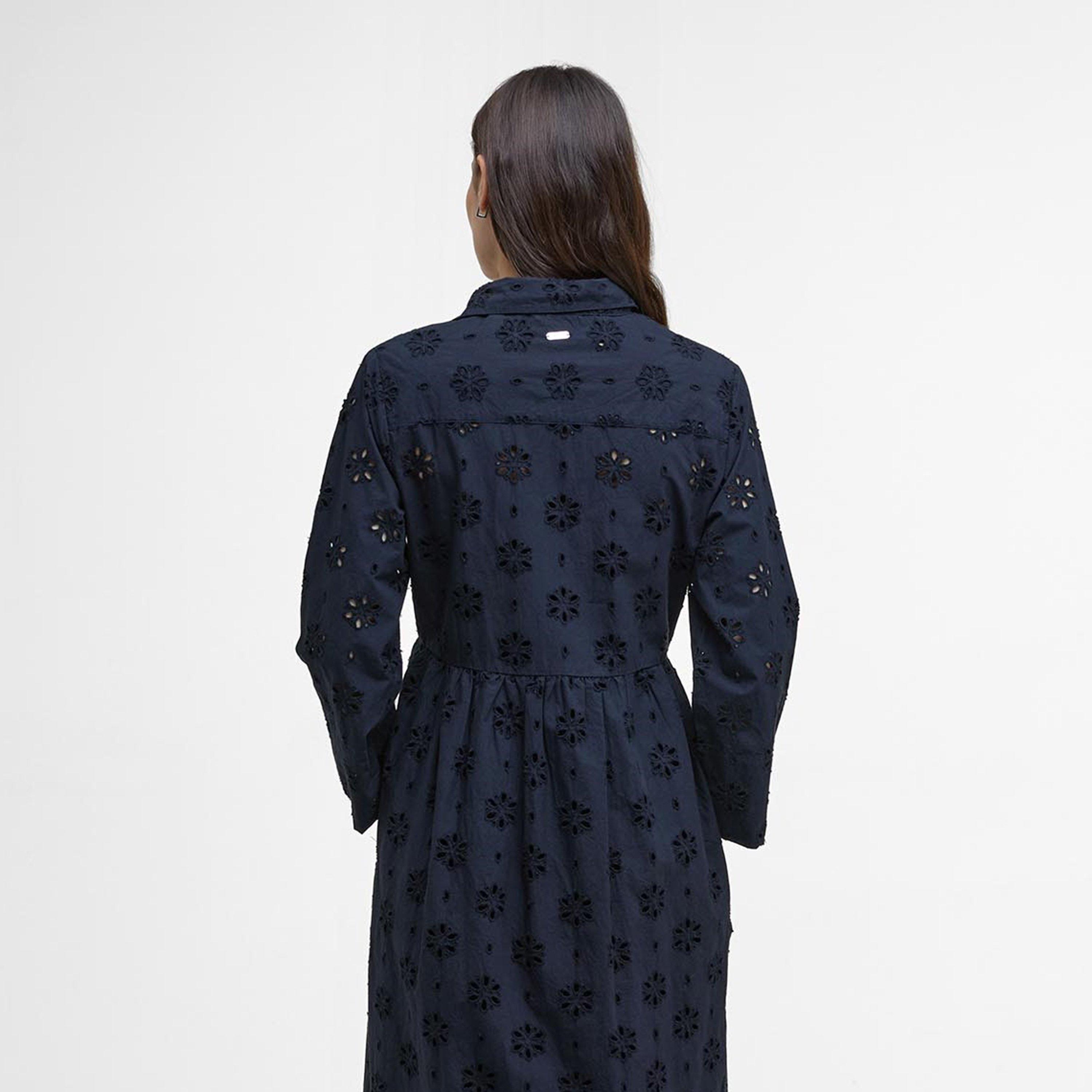 Navy - Barbour - Melissa Broderie Anglaise Midi Dress - 3