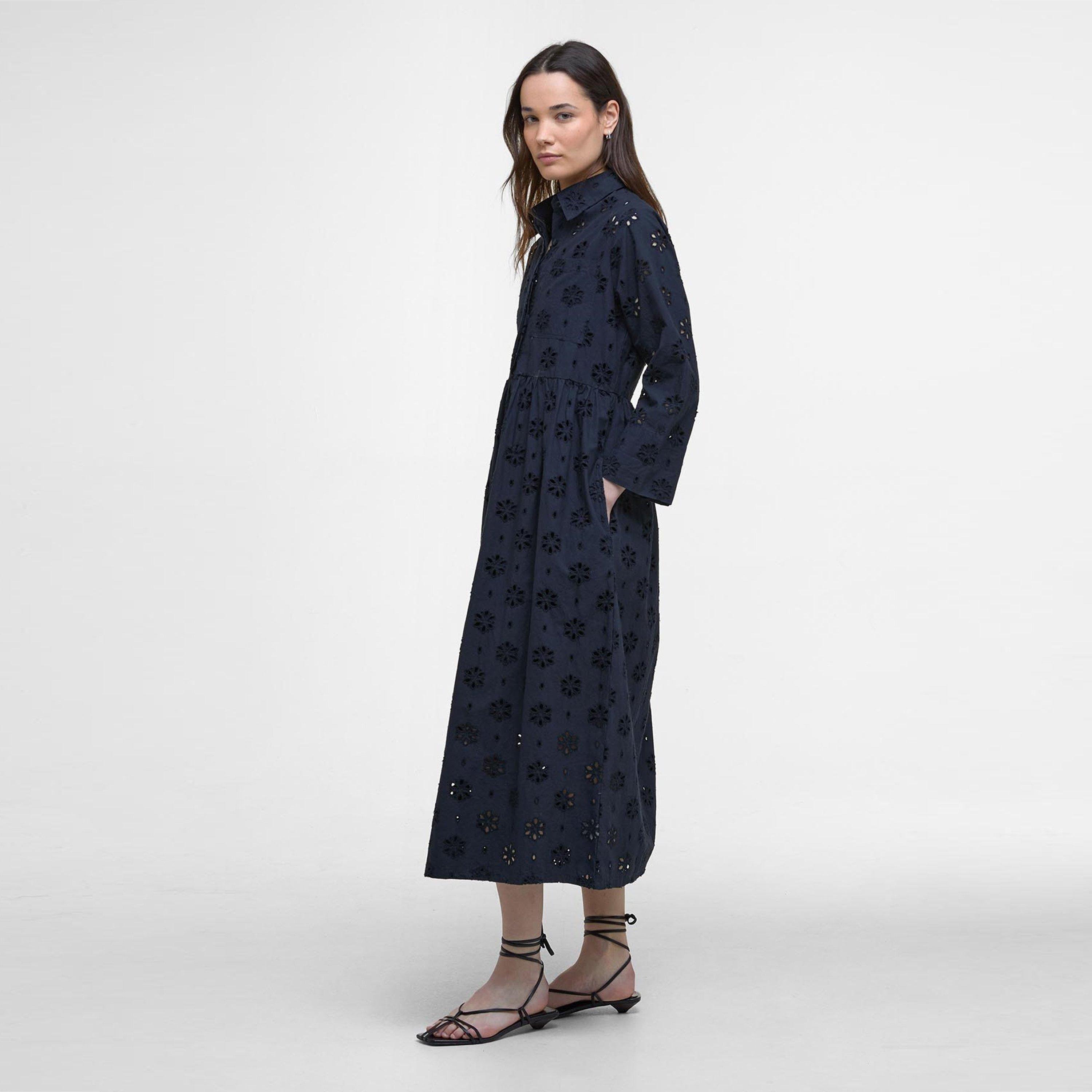 Navy - Barbour - Melissa Broderie Anglaise Midi Dress - 5