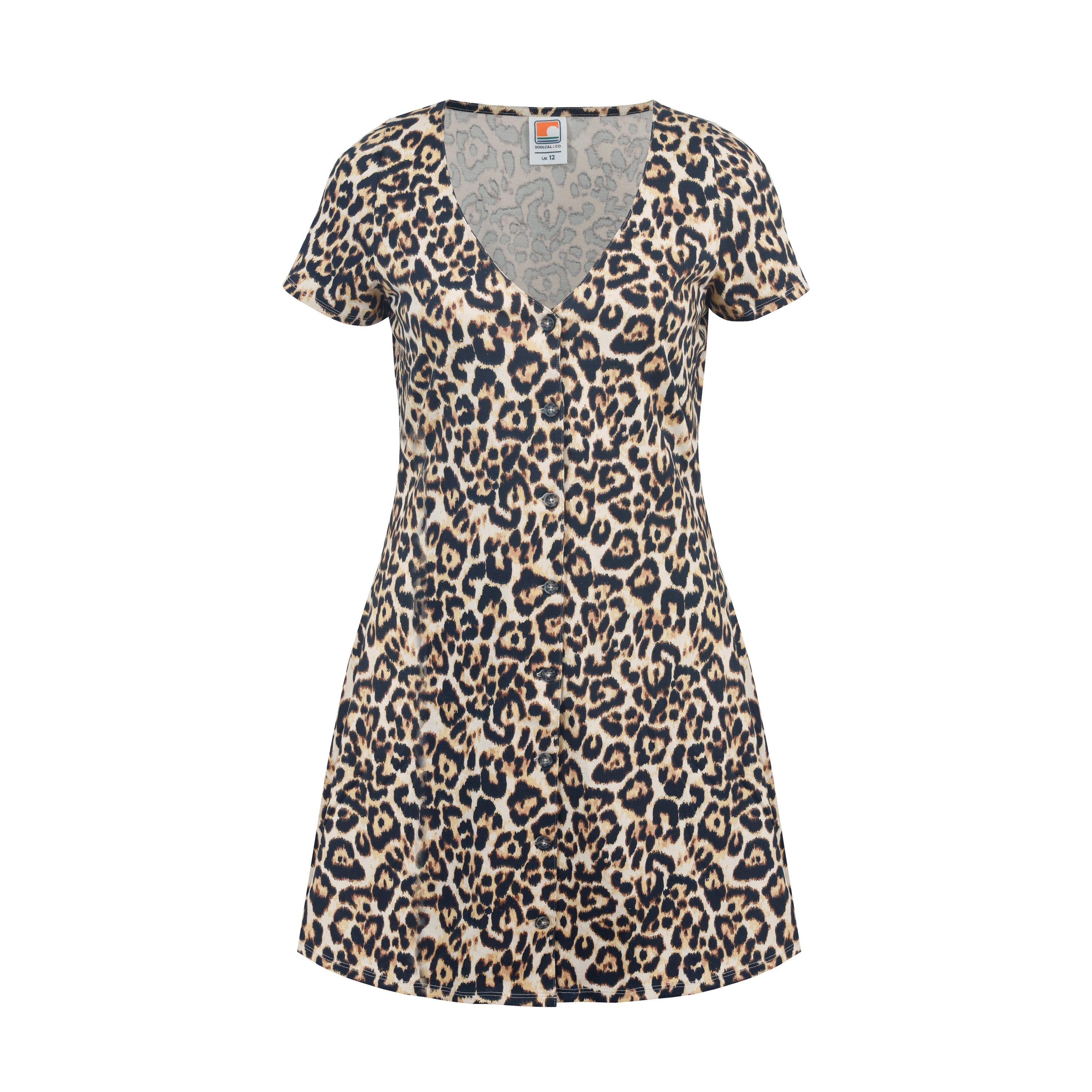 Leopard uzorak - SoulCal - Women's Button-Up Mini Dress - 1