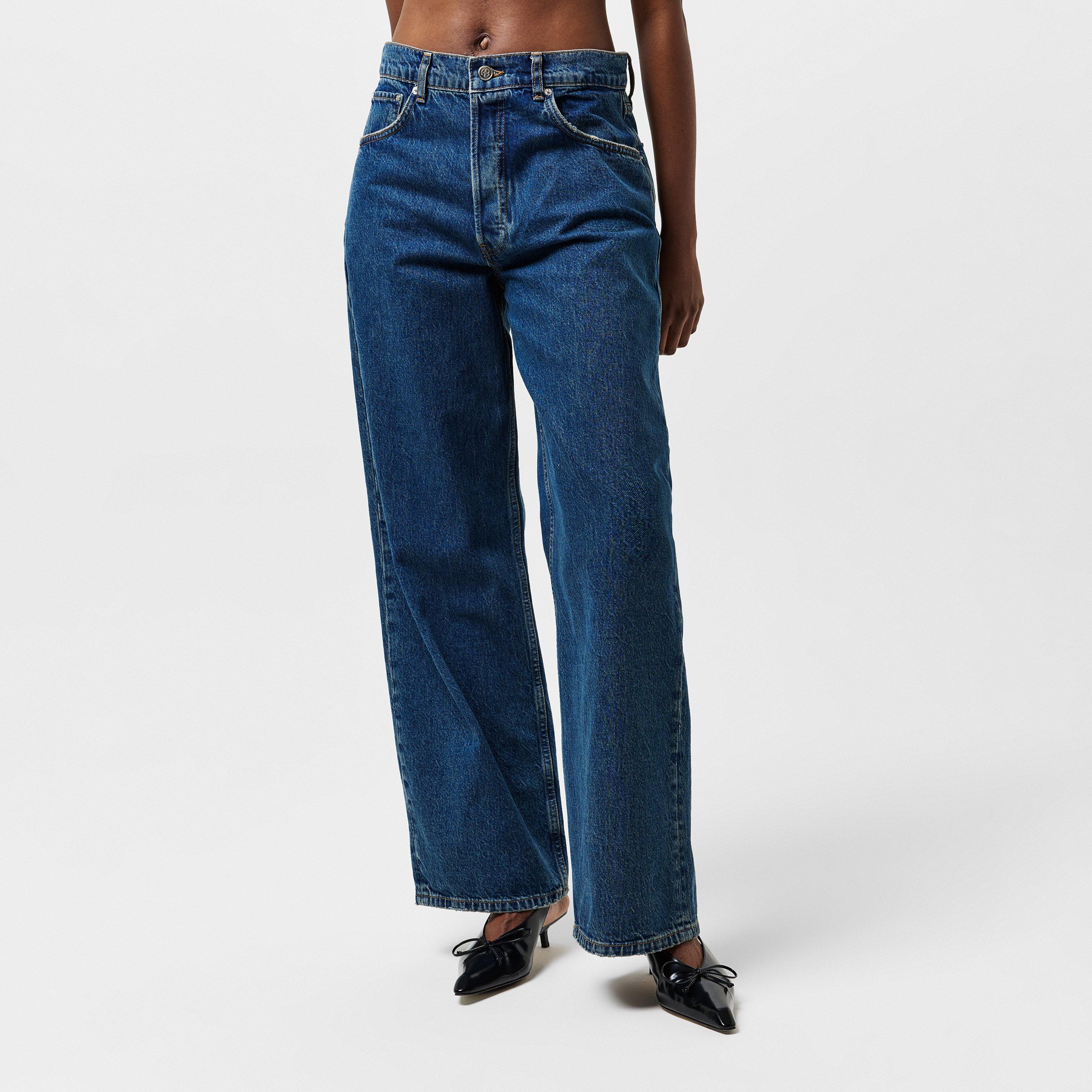 BLUE - Anine Bing - Women's Manon High Rise Wide Leg Jeans - 2