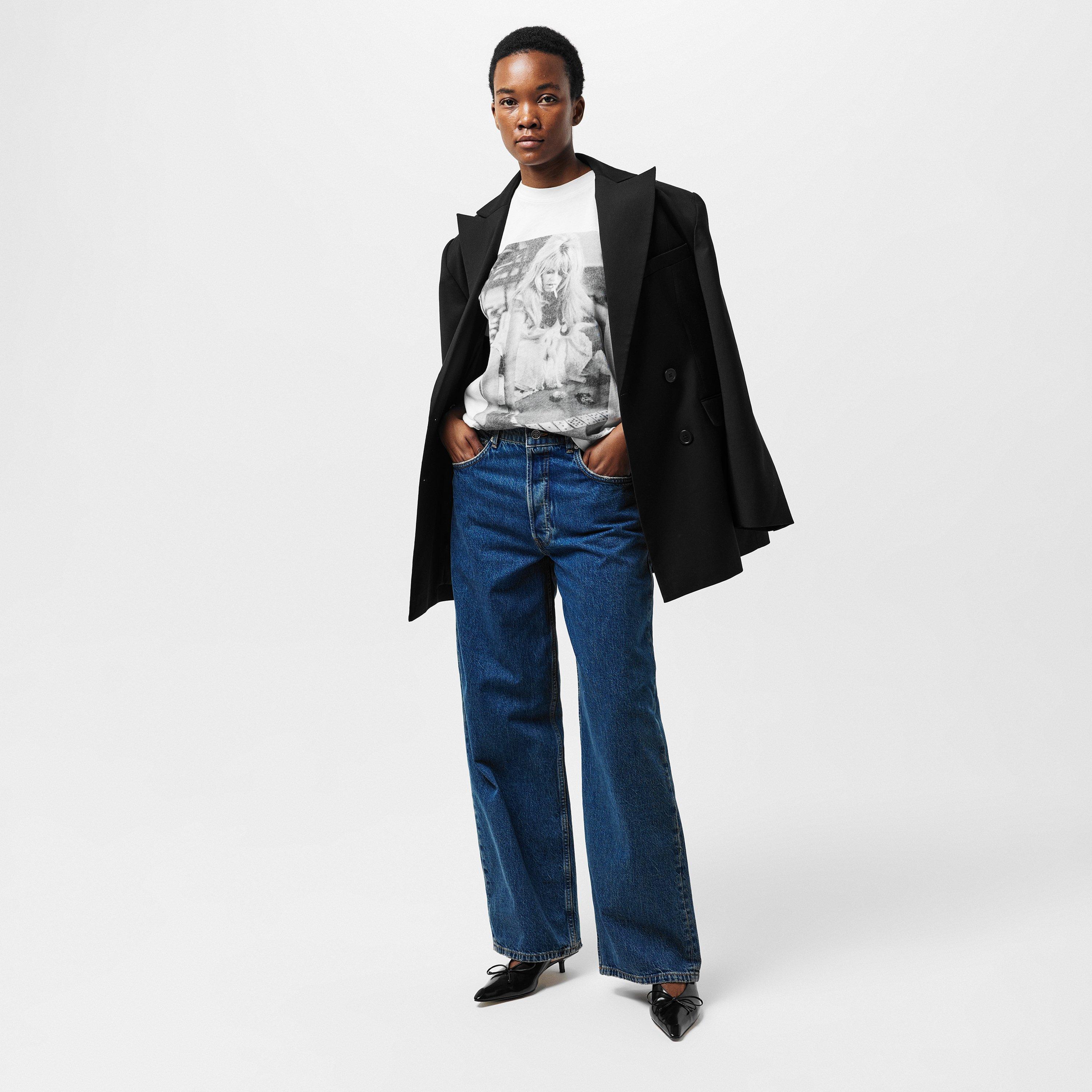 BLUE - Anine Bing - Women's Manon High Rise Wide Leg Jeans - 5