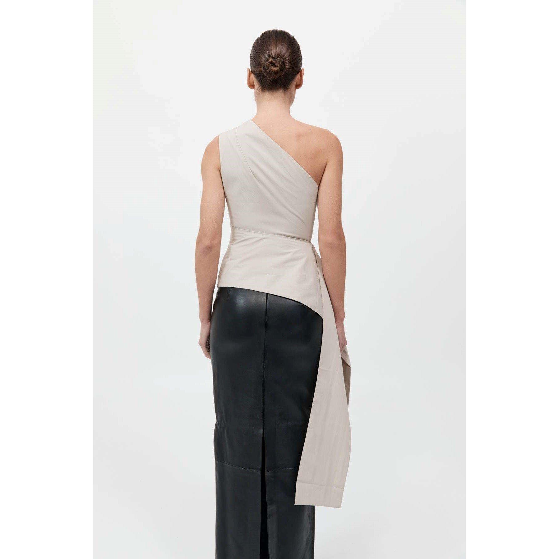 Creme - St. Agni - Women's High Neck Draped Peplum Crop Top - 5