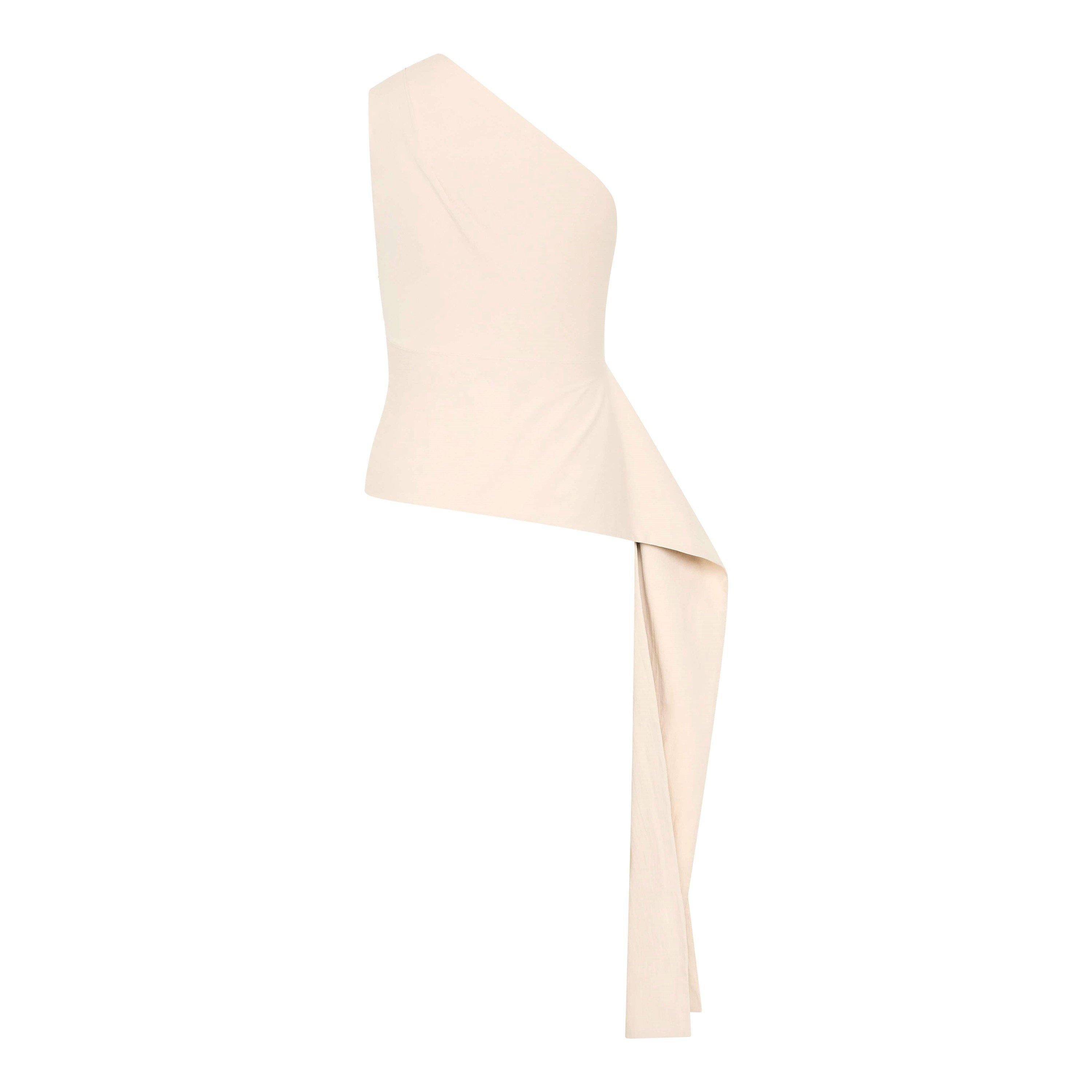 Creme - St. Agni - Women's High Neck Draped Peplum Crop Top - 6