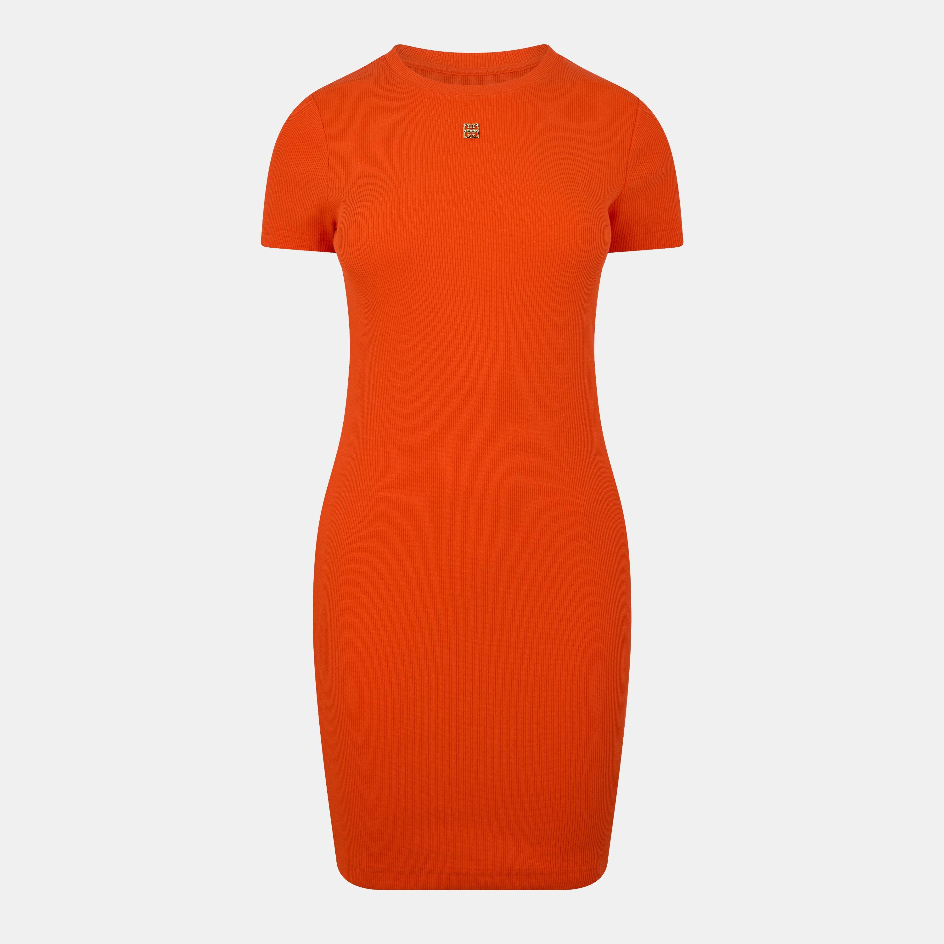 GIVENCHY Ribbed Dress - Orange - Size 12 (M)