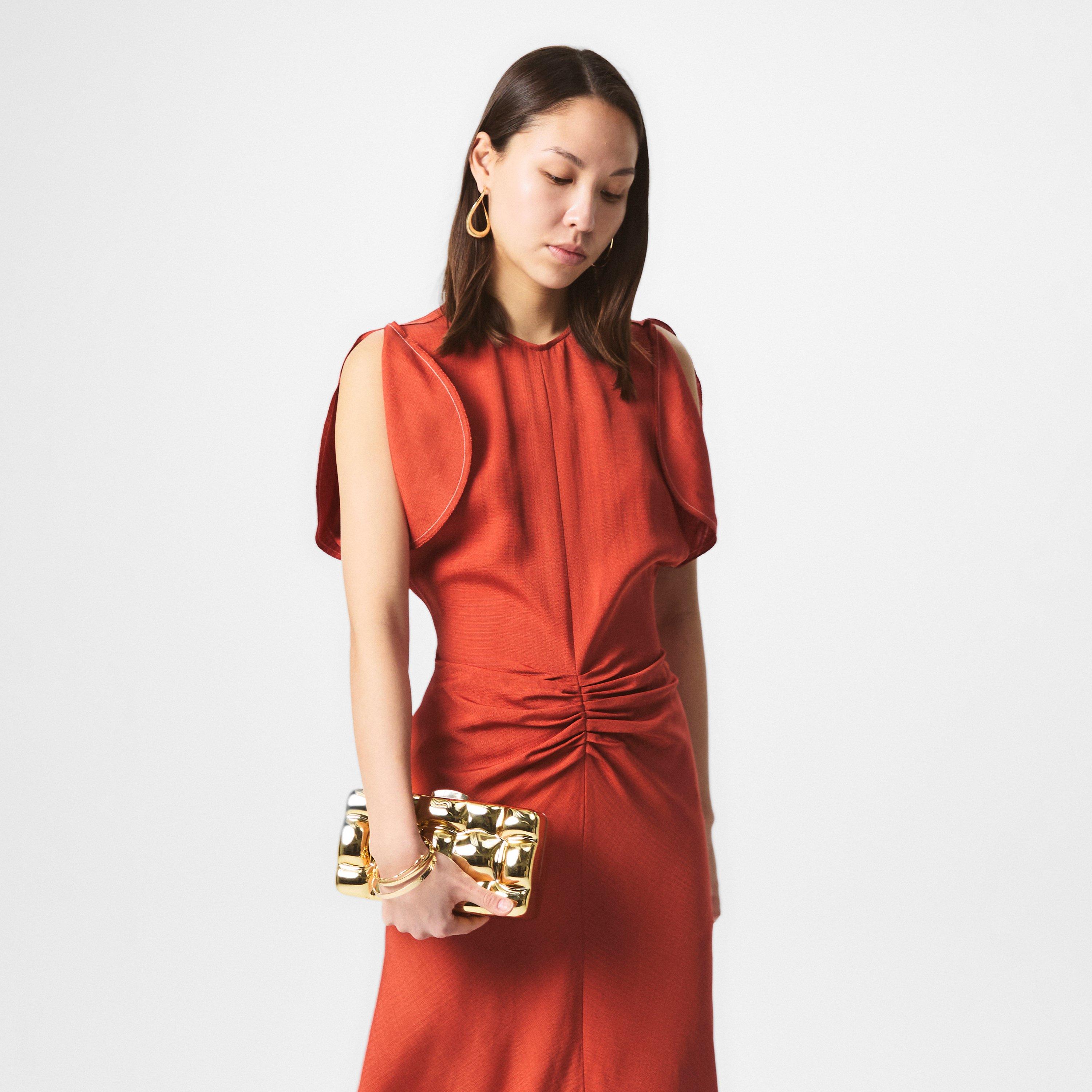 PAPRIKA - Victoria Beckham - Tailored Ruched Front Midi Dress - 3