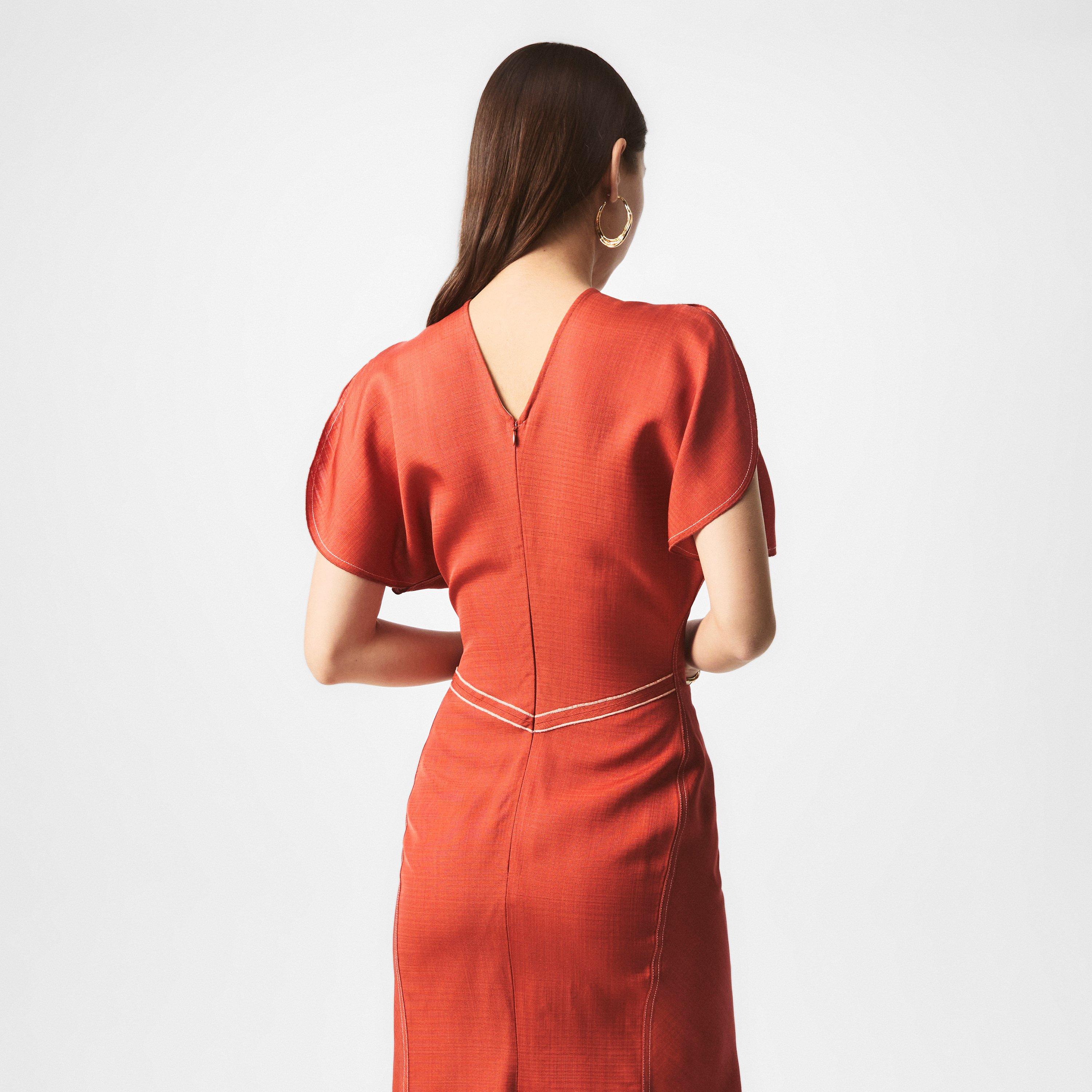 PAPRIKA - Victoria Beckham - Tailored Ruched Front Midi Dress - 4