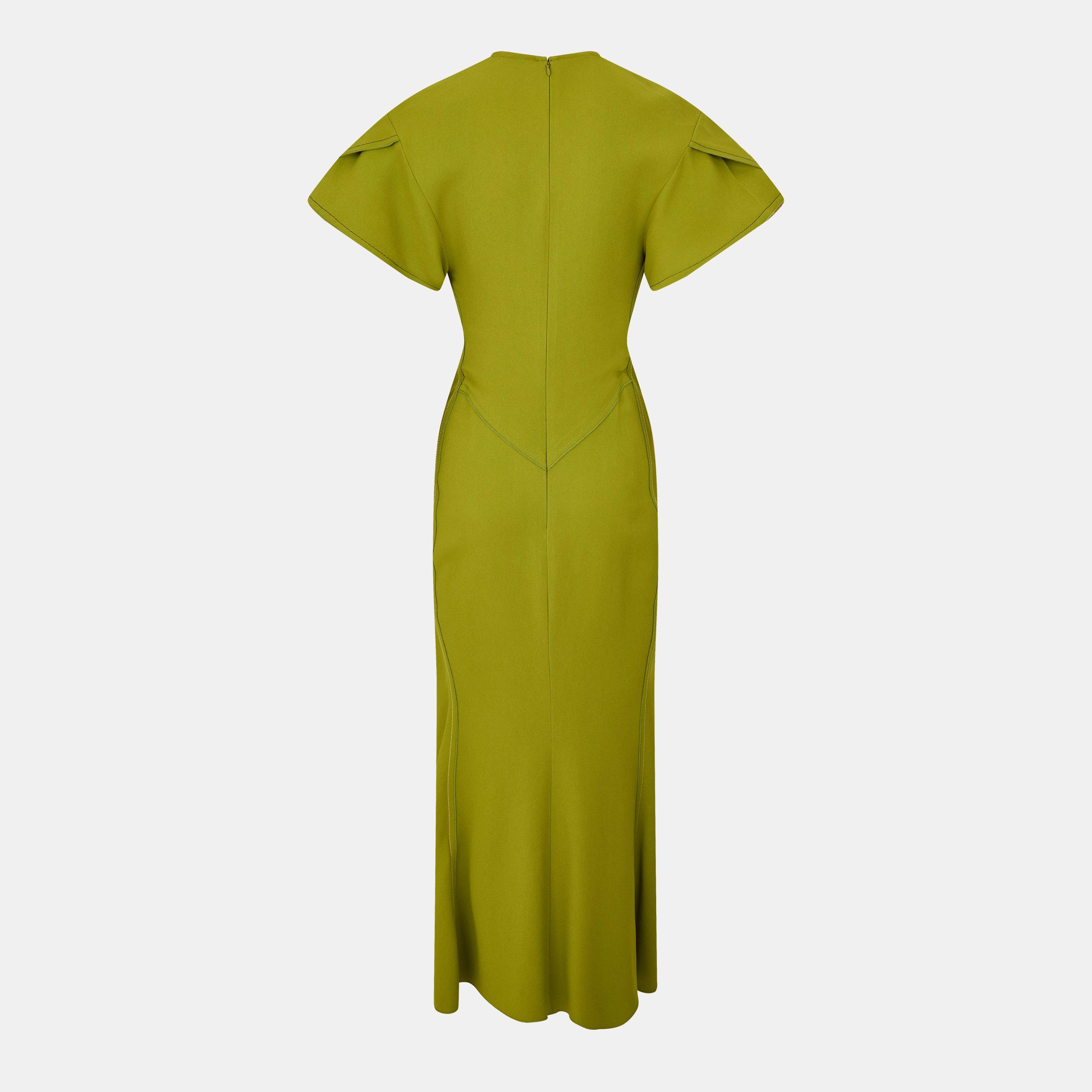 PARAKEET - Victoria Beckham - Gathered V-Neck Midi Dress - 2