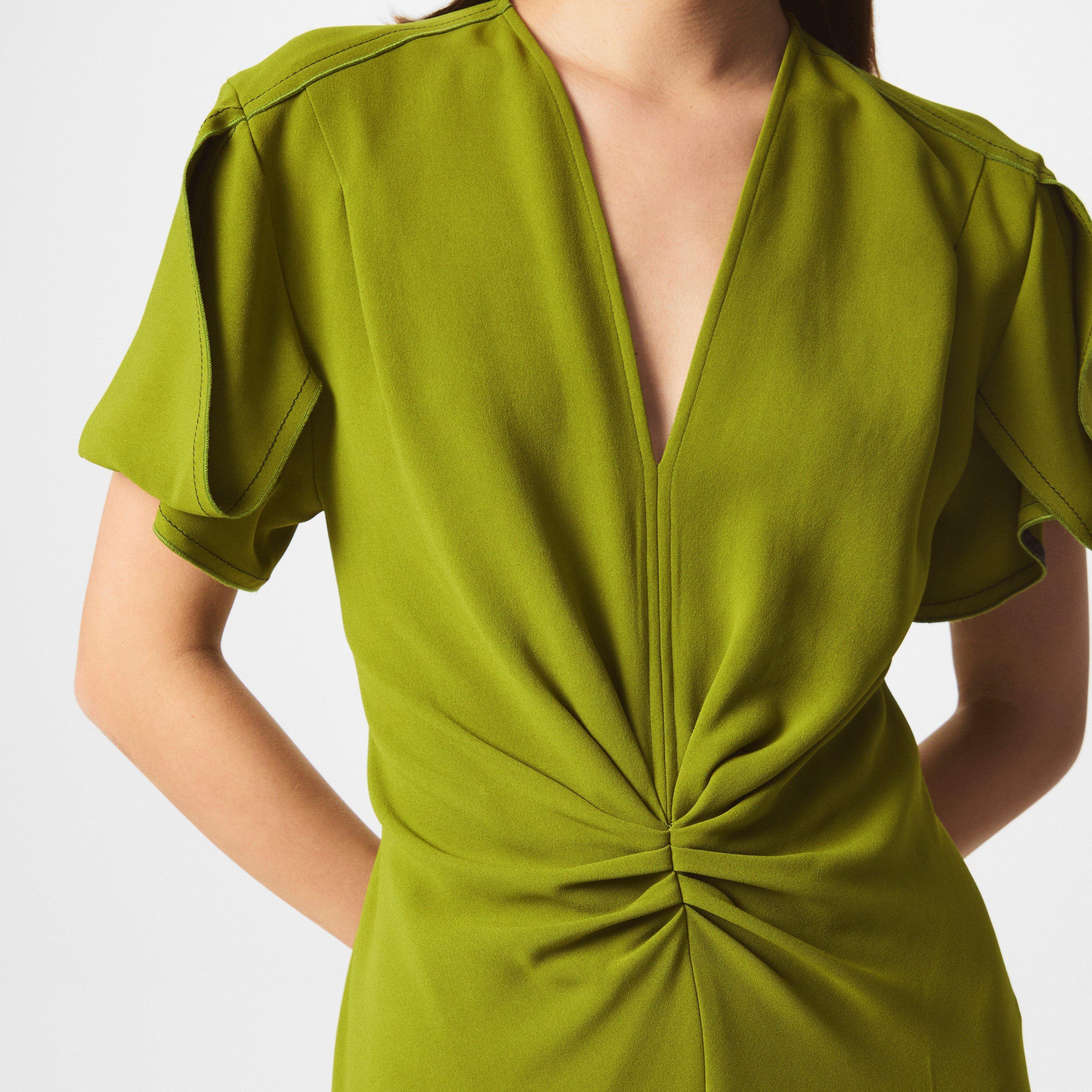 PARAKEET - Victoria Beckham - Gathered V-Neck Midi Dress - 5