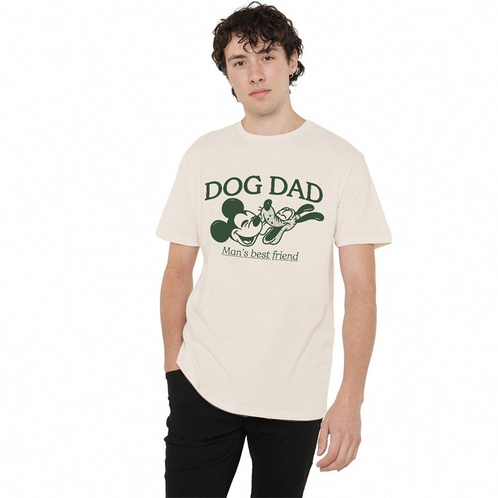 Beige - Disney - Mickey Mouse And Pluto Dog Dad T-Shirt Natural - 1