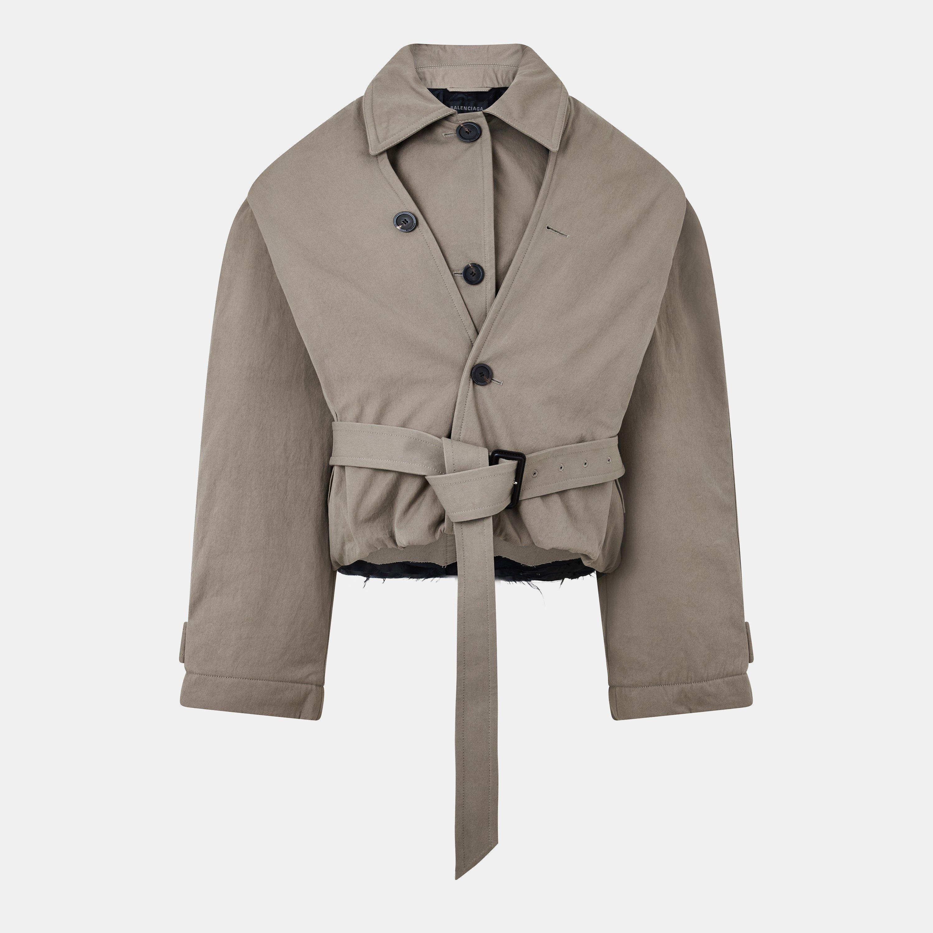 Dark Beige - Balenciaga - Women's Hooded Trench Coat - 1