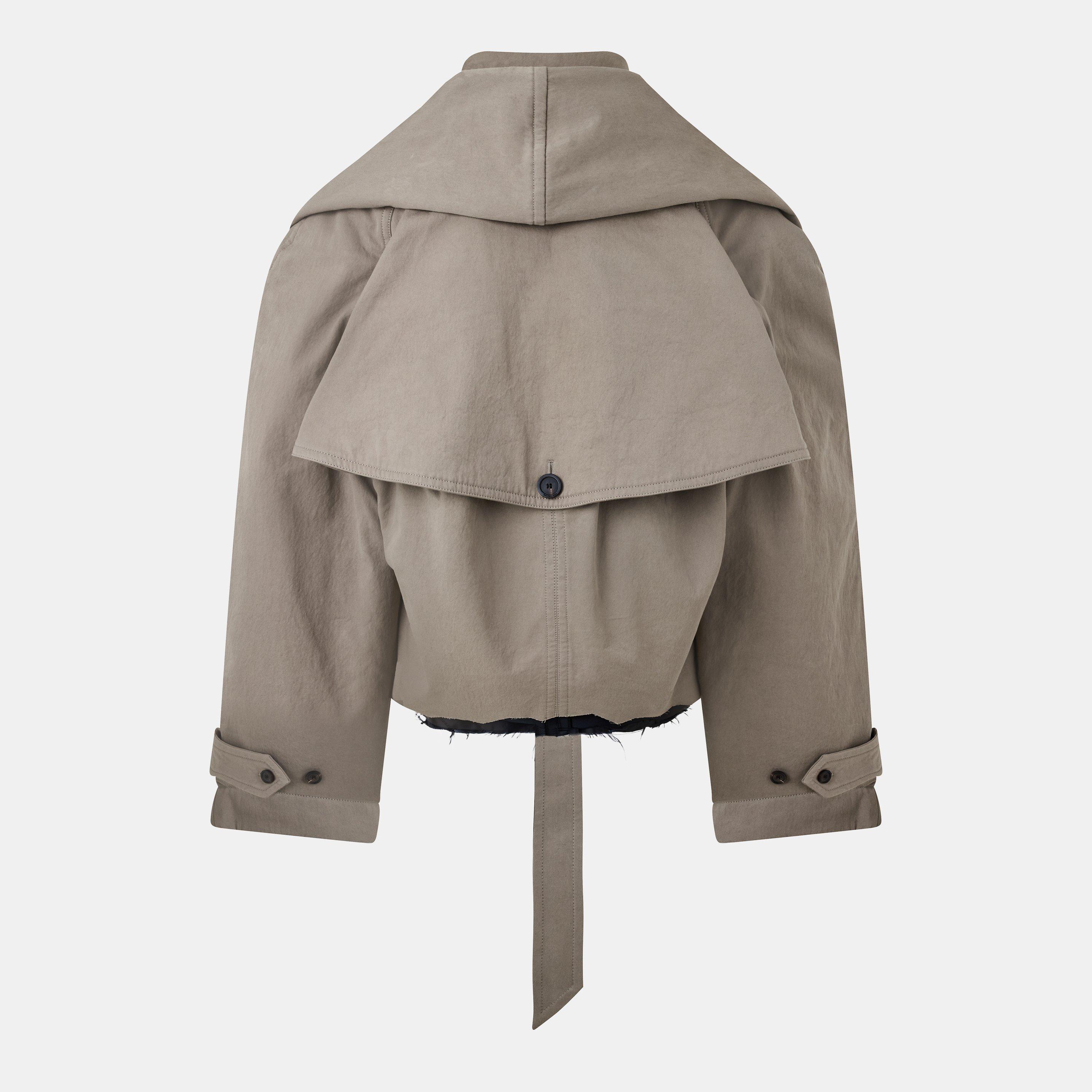 Dark Beige - Balenciaga - Women's Hooded Structured Trench Coat - 2