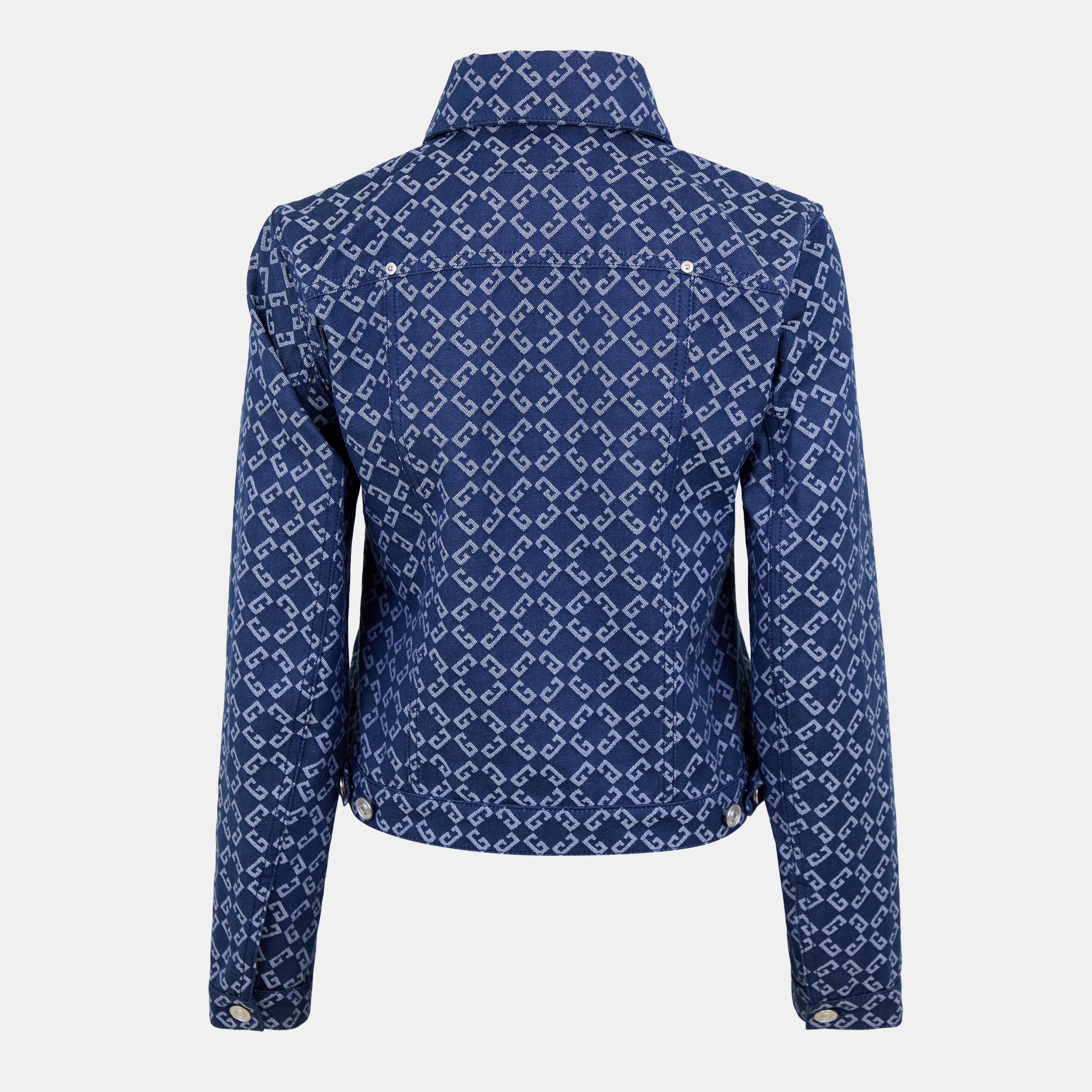 Denim Blue - GIVENCHY - Women's Monogram Long Sleeve Button Hip Length Denim Jacket - 2