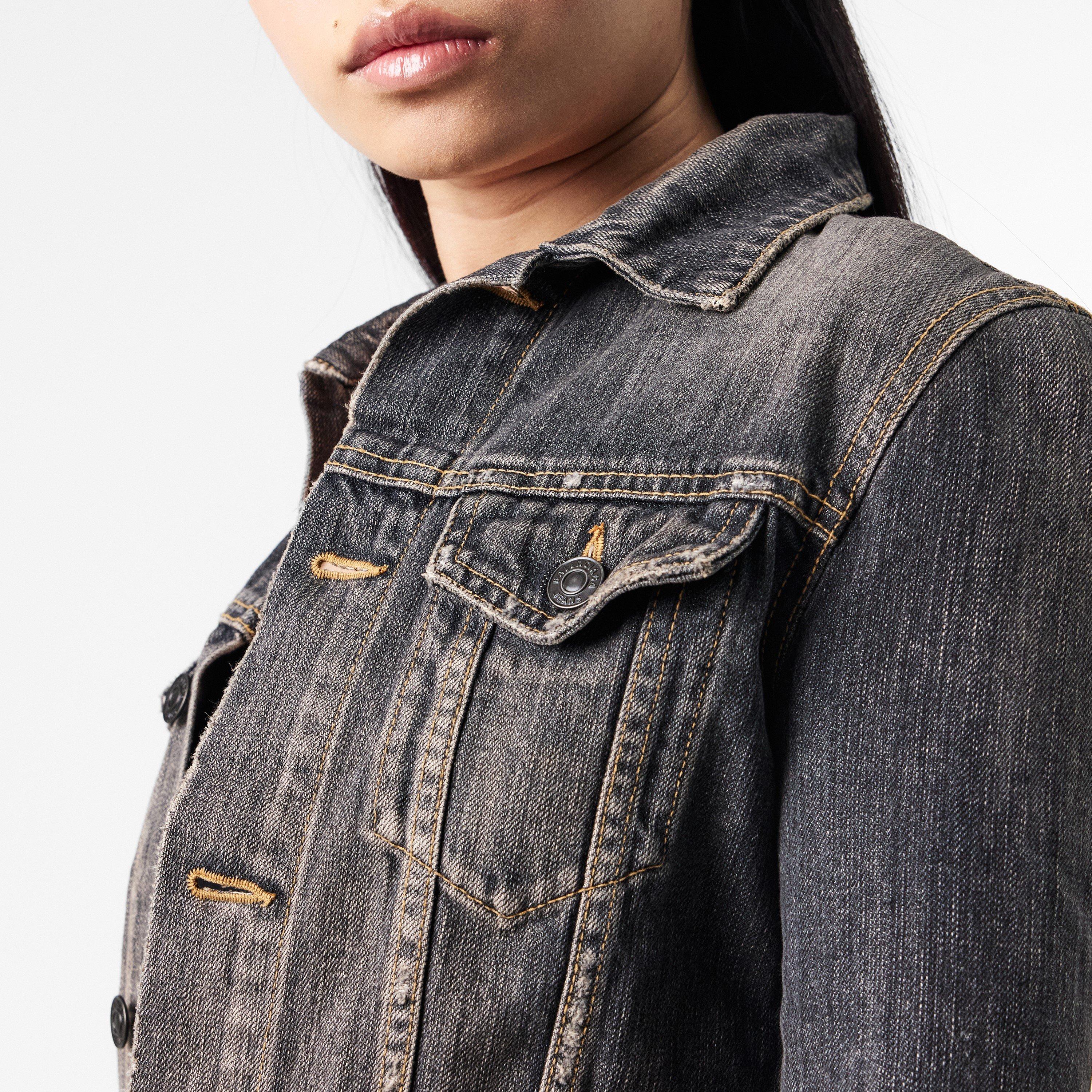 Dark Grey - Balenciaga - Women's Bal Lace-Up Structured Denim Jacket - 5