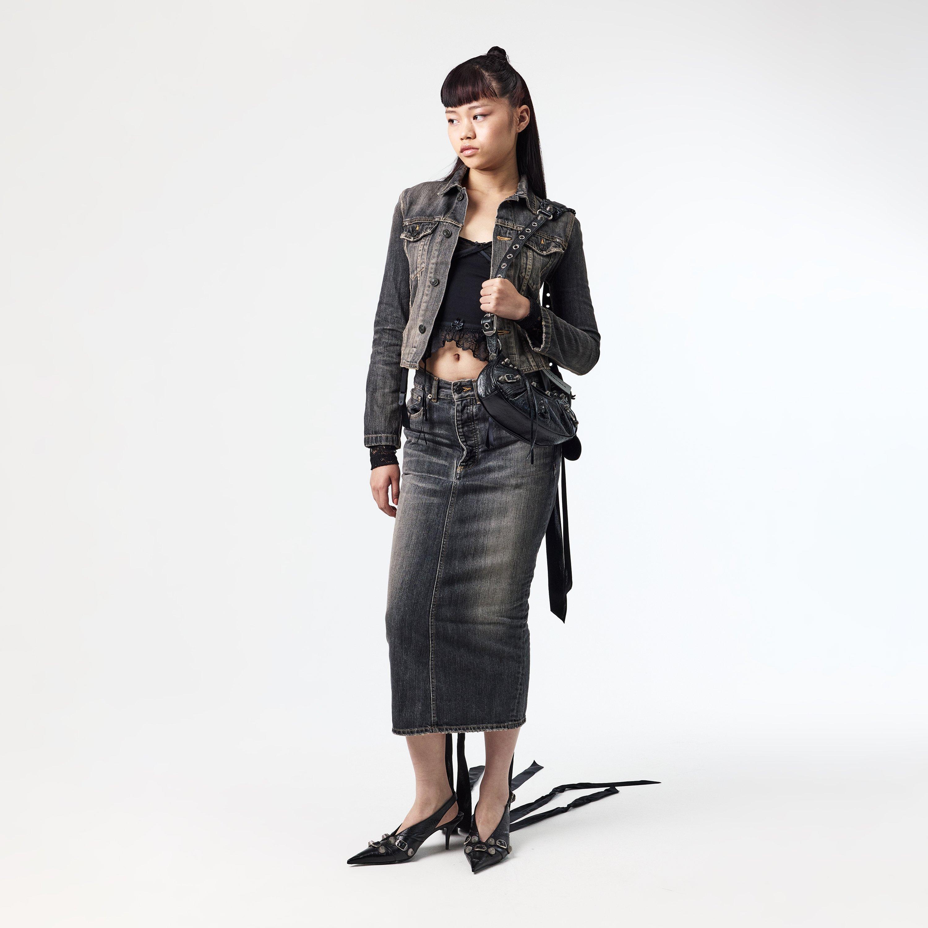 Dark Grey - Balenciaga - Women's Bal Lace-Up Structured Denim Jacket - 6