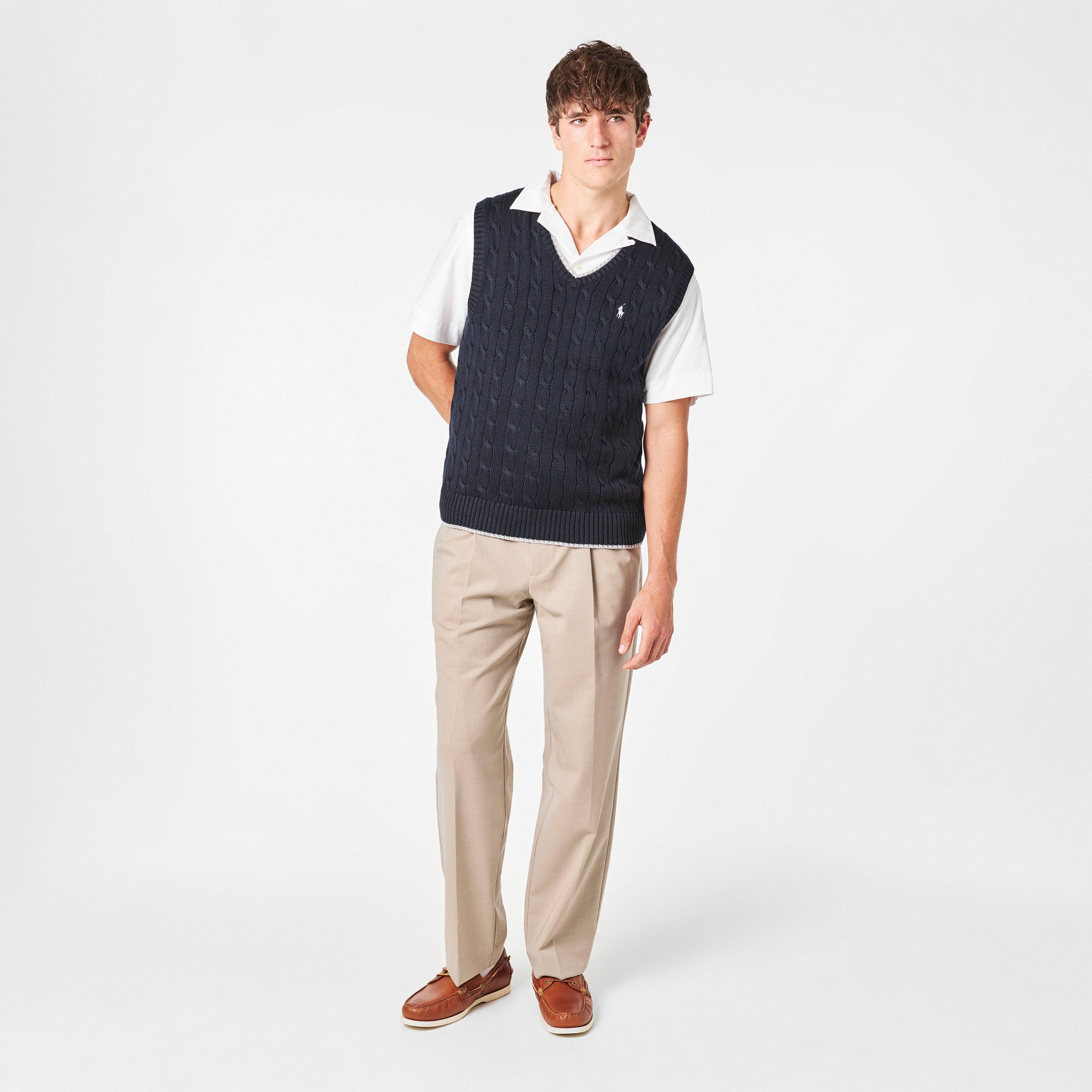 Hunter Navy - Polo Ralph Lauren - Men's Cable Knit Sweater Vest - 6