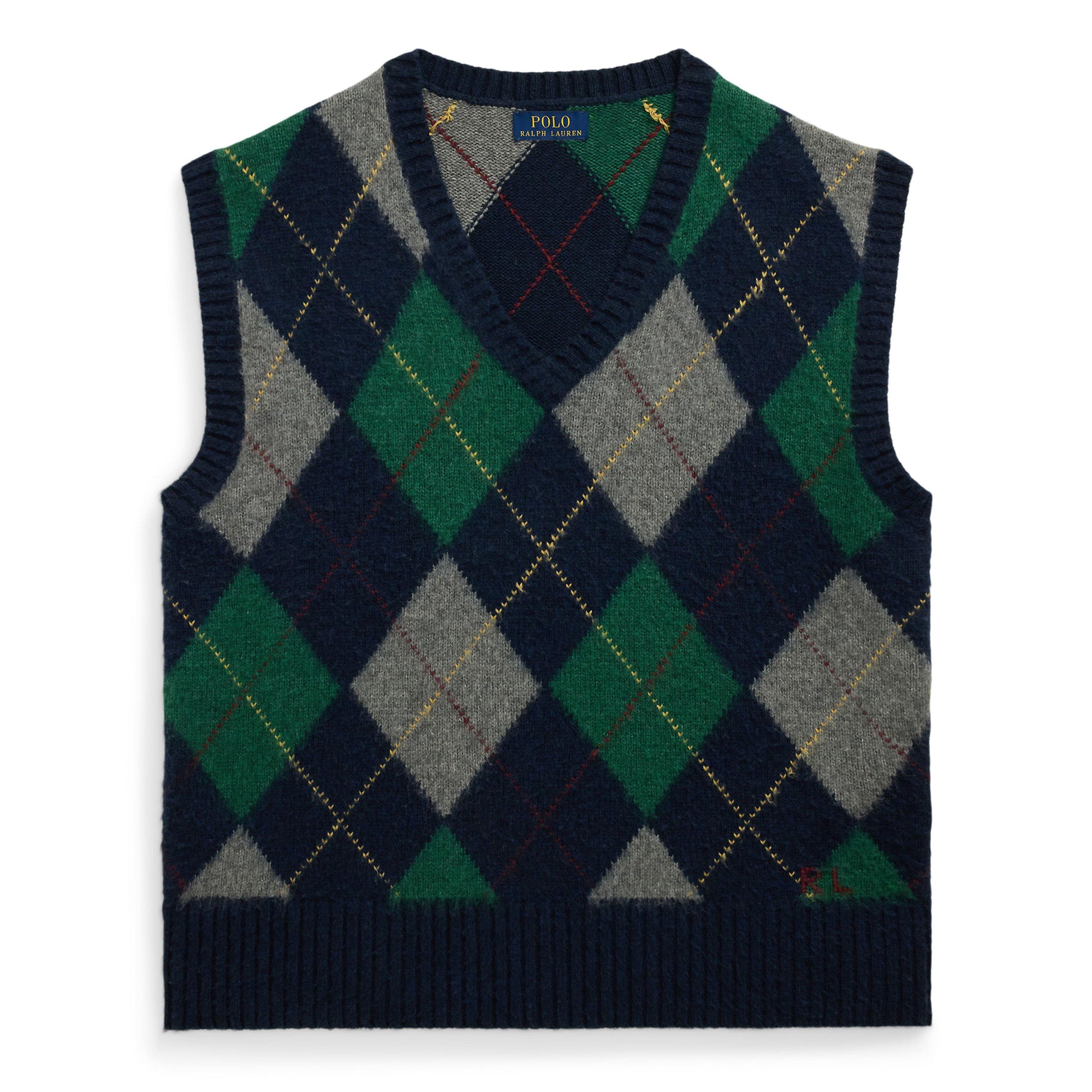 Polo Ralph Lauren Men's Diamond Wool Knitted Sweater Vest - Navy Combo - L