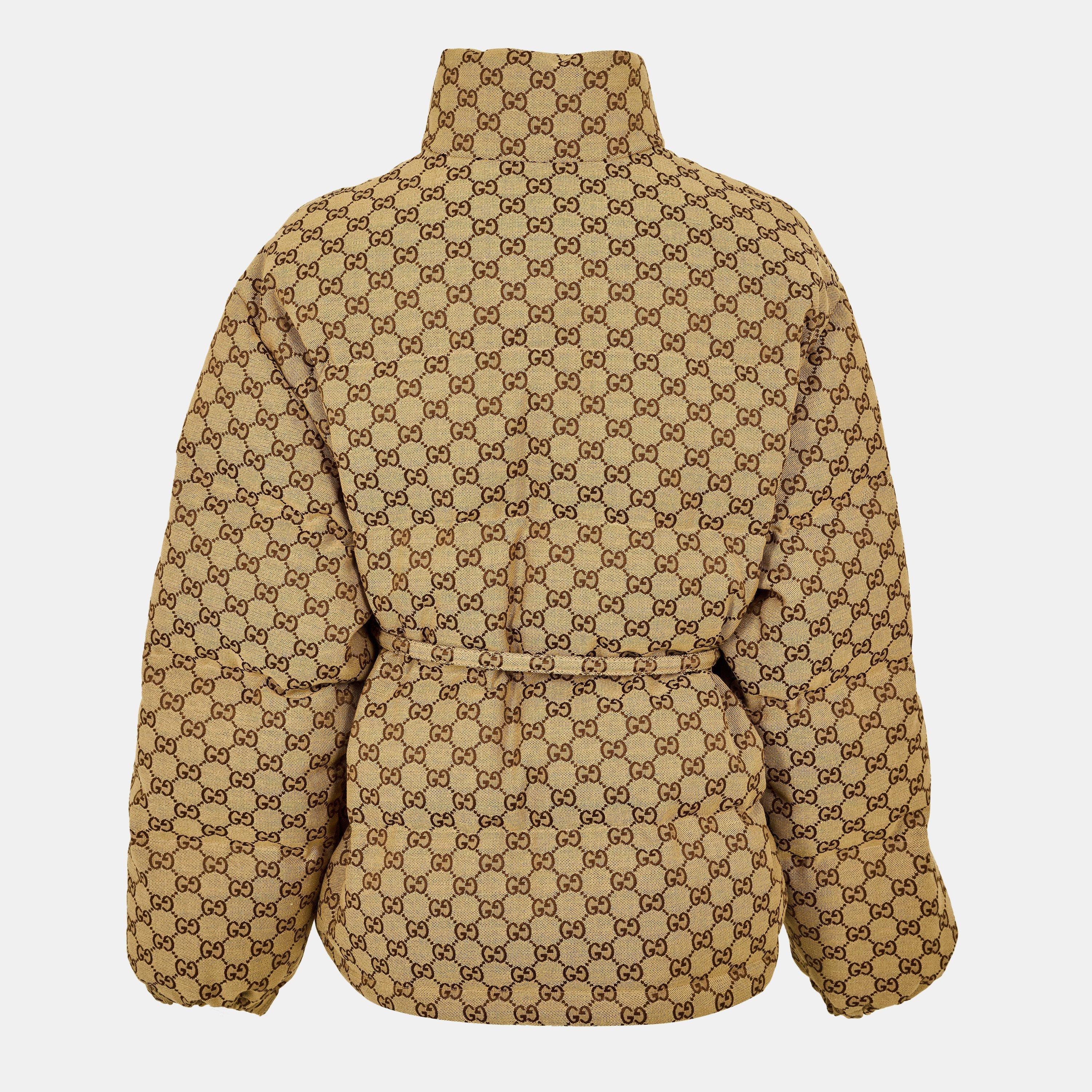 Camel/Mix - Gucci - Women's Structured Gold-Toned Hardware Embroidered Black Bomber Jacket - 2