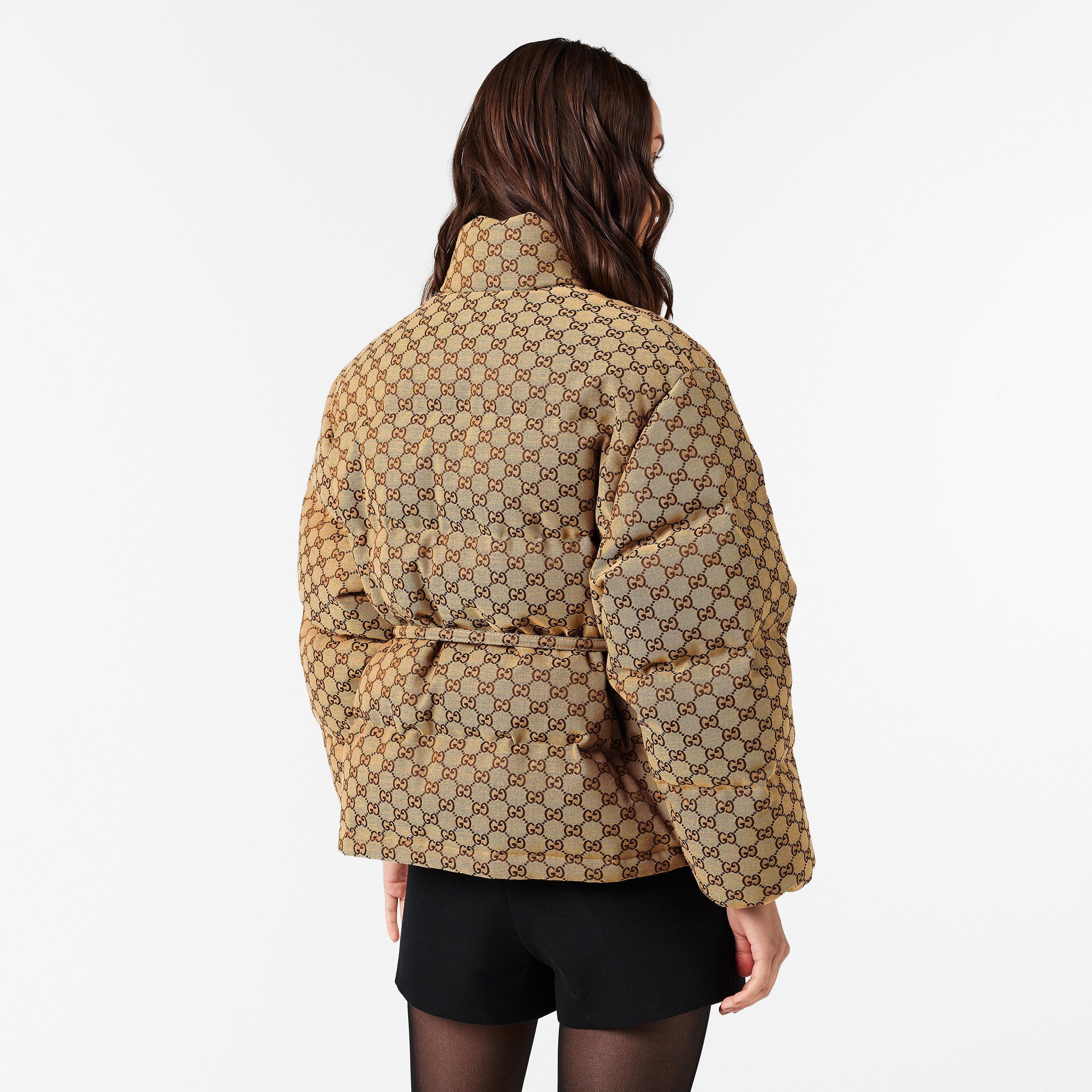 Camel/Mix - Gucci - Women's Structured Gold-Toned Hardware Embroidered Black Bomber Jacket - 4