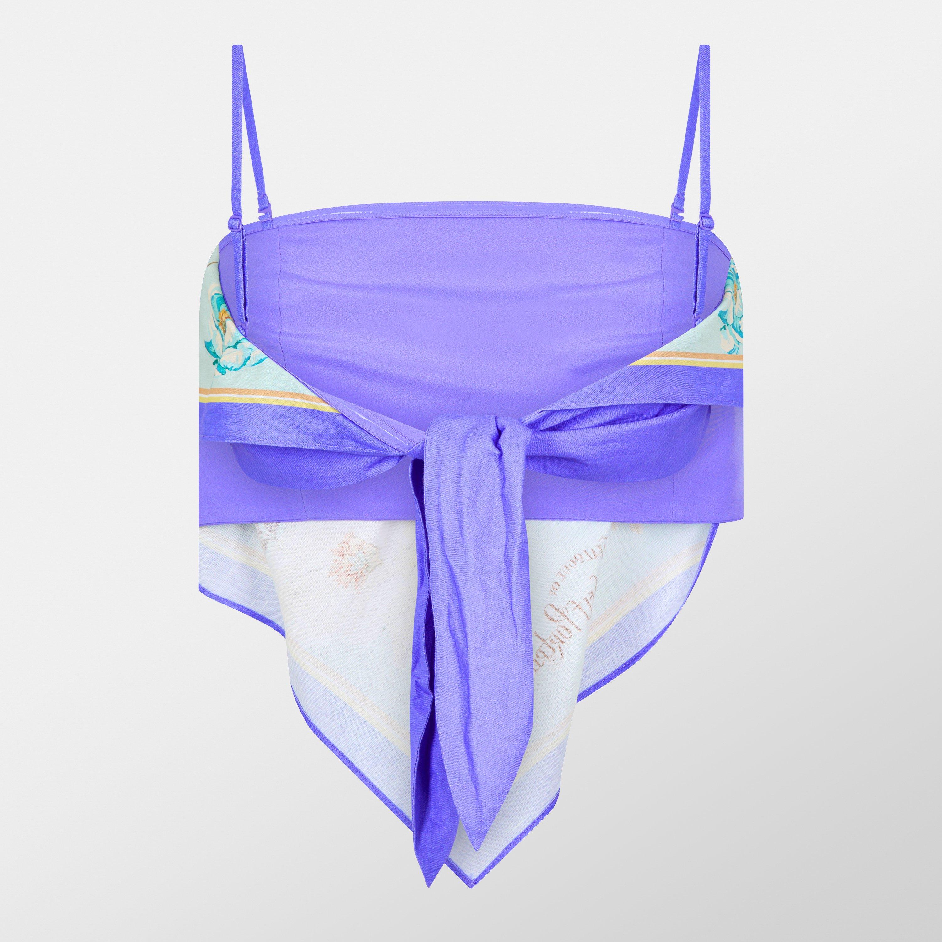 BLUE - Self Portrait - Women's Floral Crop Top - 2