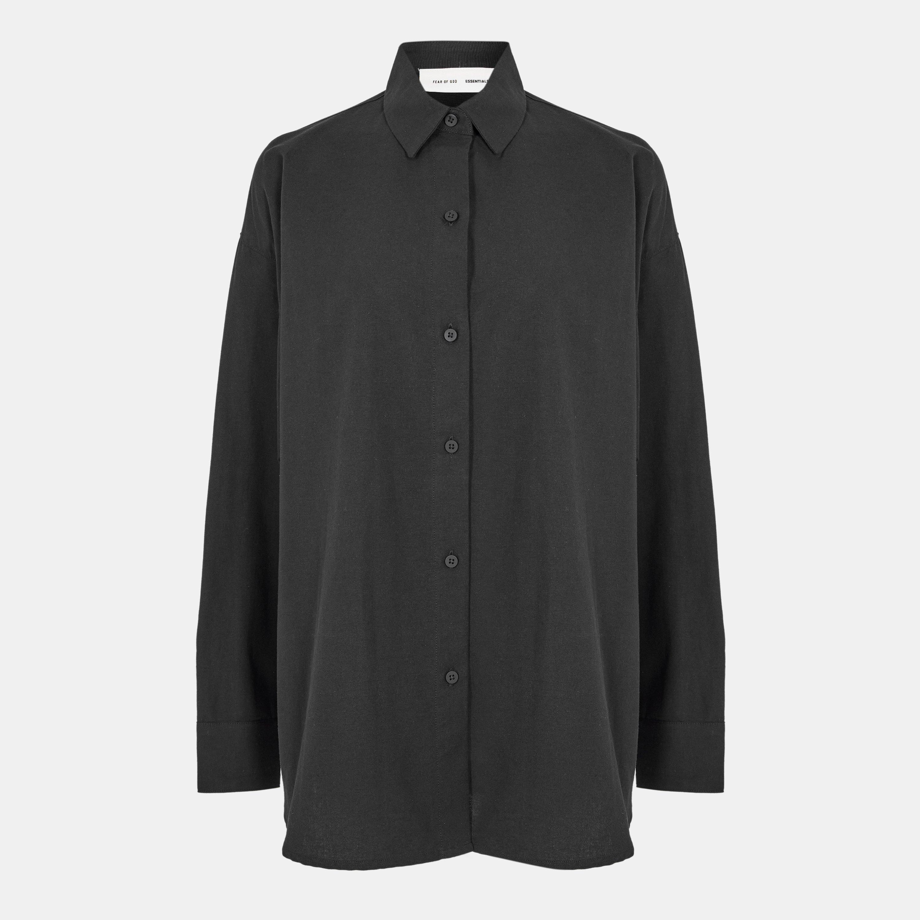 Jet Black - Fear Of God Essentials - Women's Relaxed Long Sleeve Plain Shirt - 1