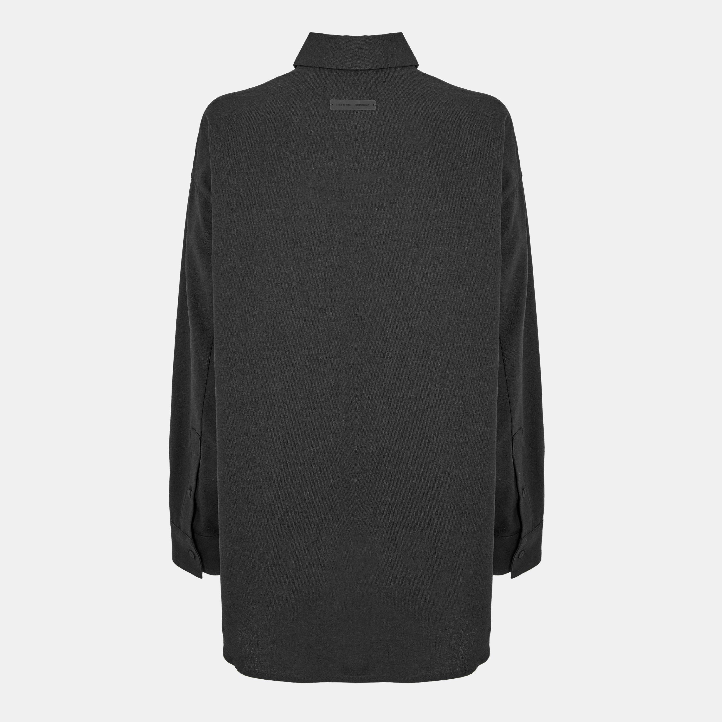 Jet Black - Fear Of God Essentials - Women's Relaxed Long-Sleeve Plain Shirt - 2