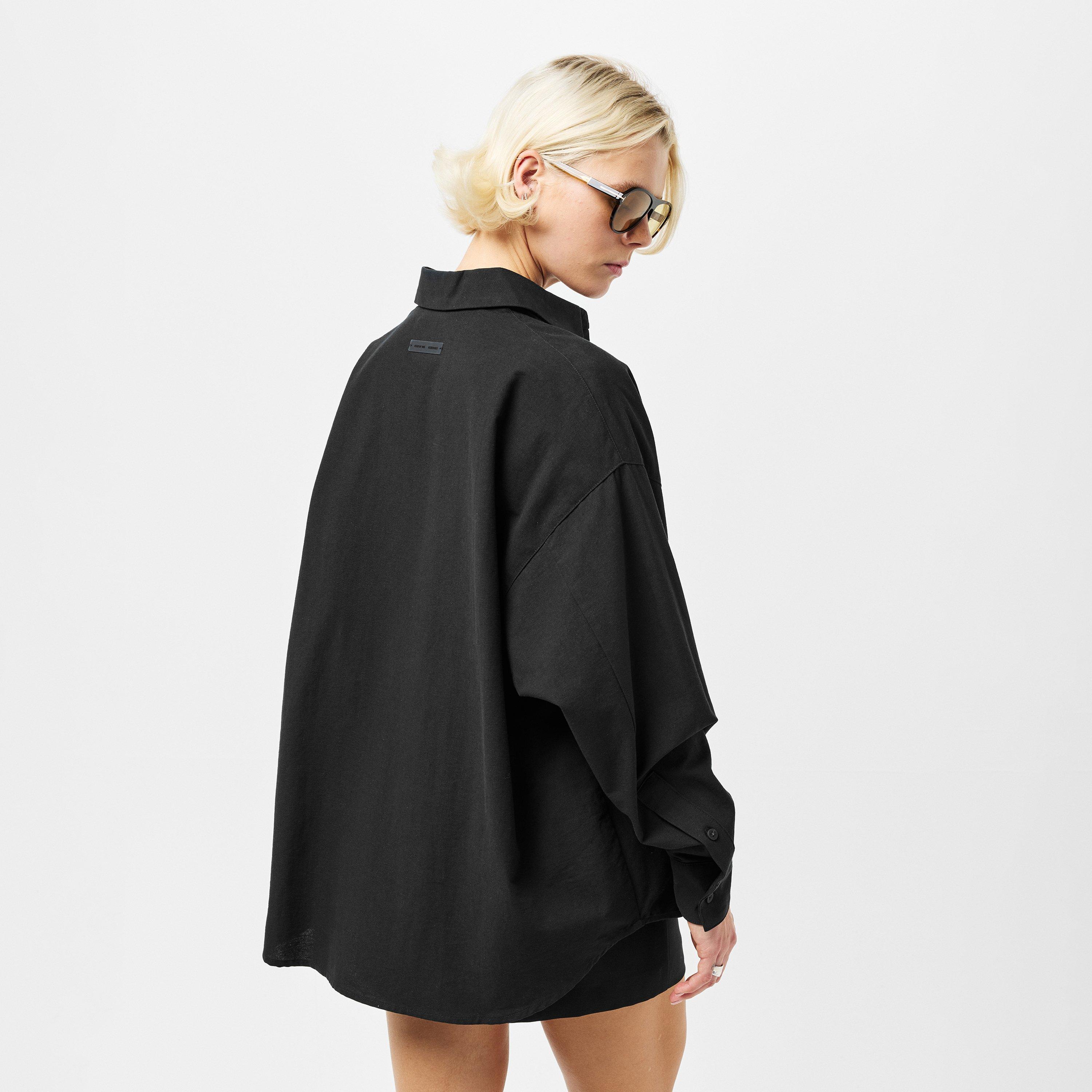 Jet Black - Fear Of God Essentials - Women's Relaxed Long-Sleeve Plain Shirt - 4
