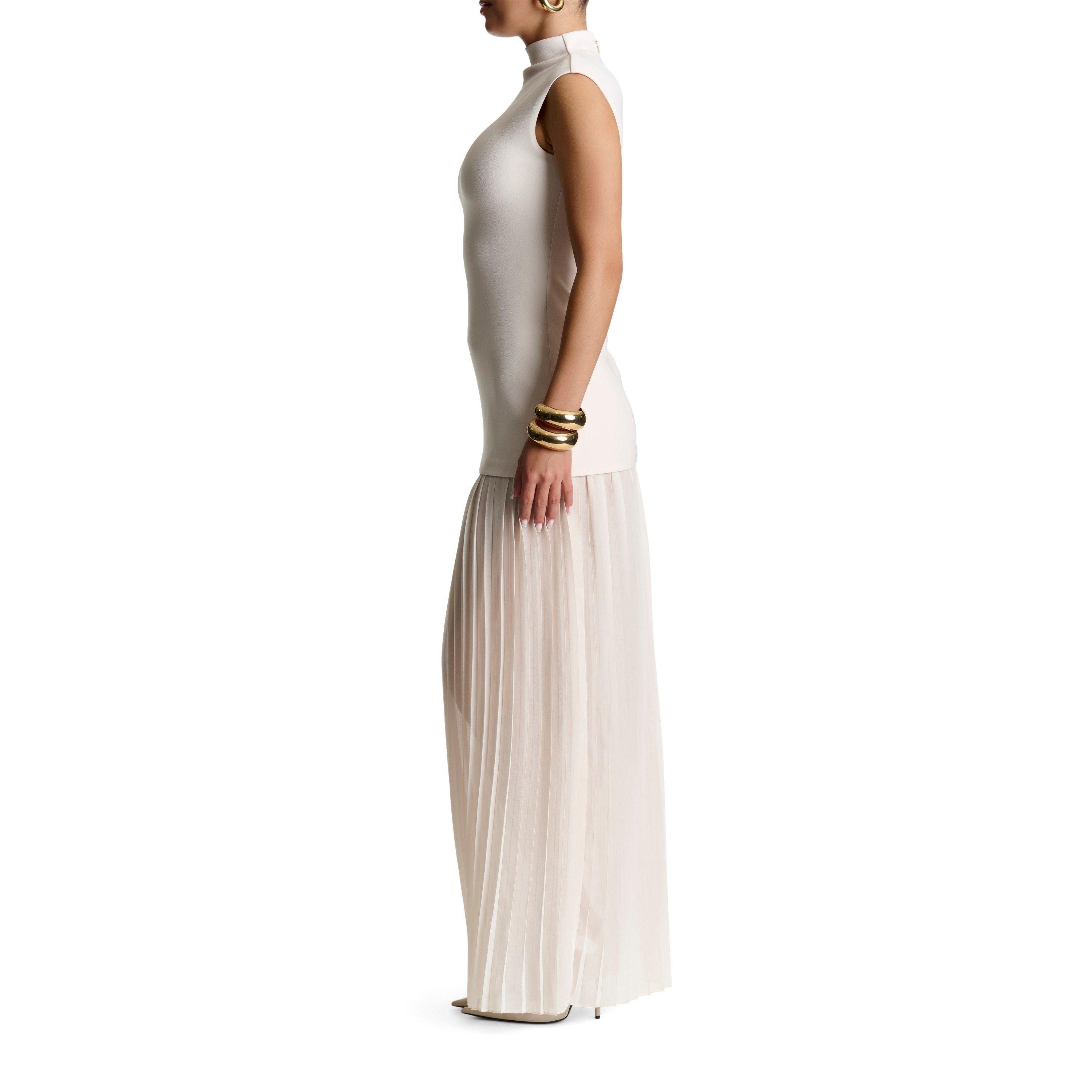 Bone - Naked Wardrobe - Pleated Sleeveless Maxi Dress - 3