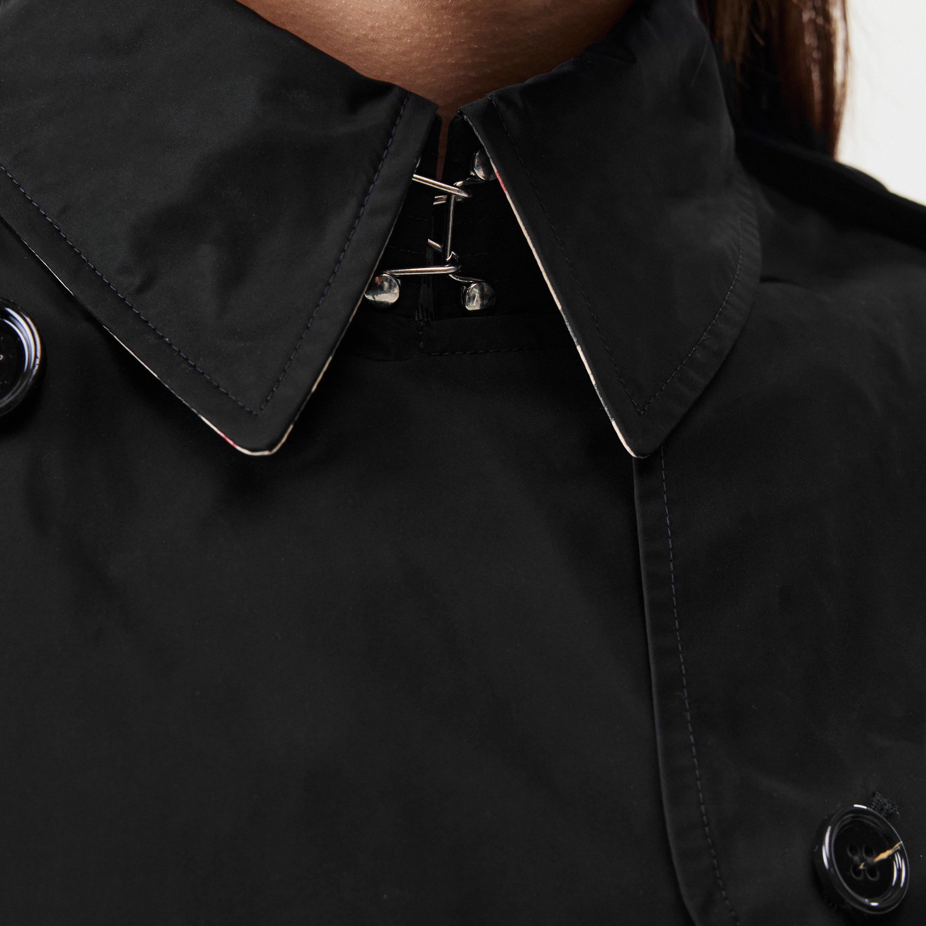 Black - Burberry - Women's Kensington Check Mid-Length Hooded Long Sleeve Trench Coat - 5