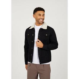 Brave Soul Black Denim Jacket with Detachable Borg Collar