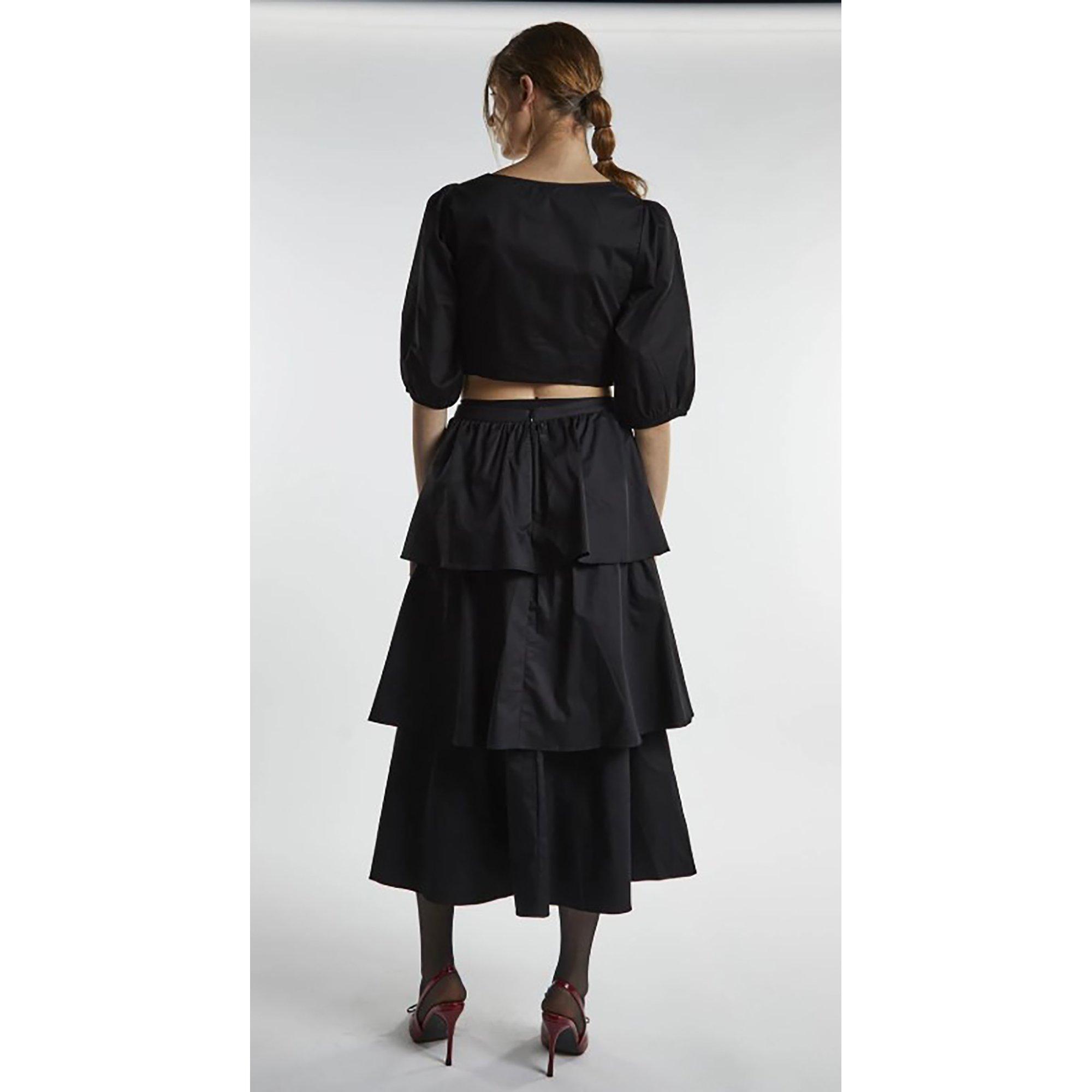 Preto - Glamorous - Black Tiered Midi Skirt - 2