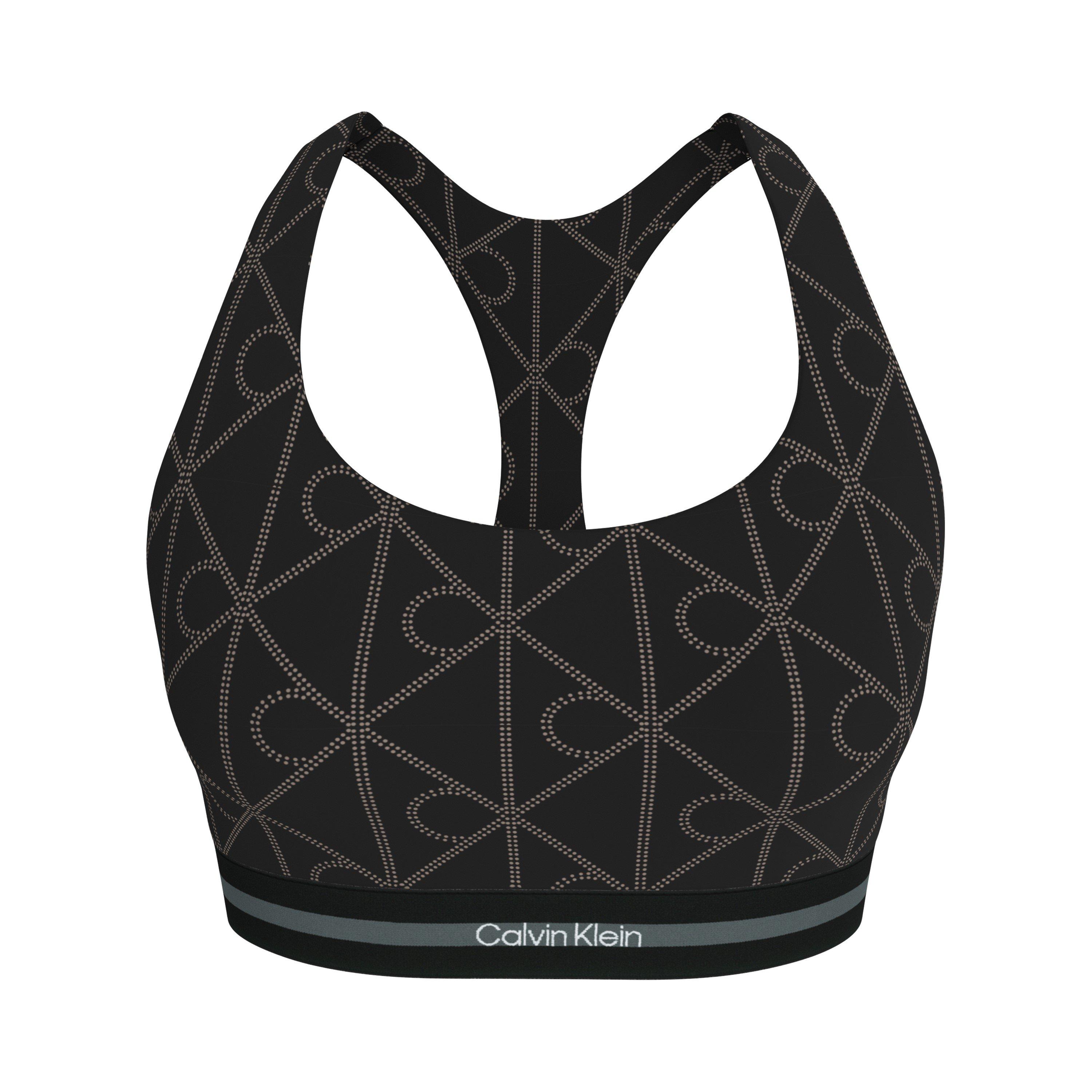 Calvin Klein Women's Non Wired Medium Impact Sports Bra - Aop Black - 14 (L)