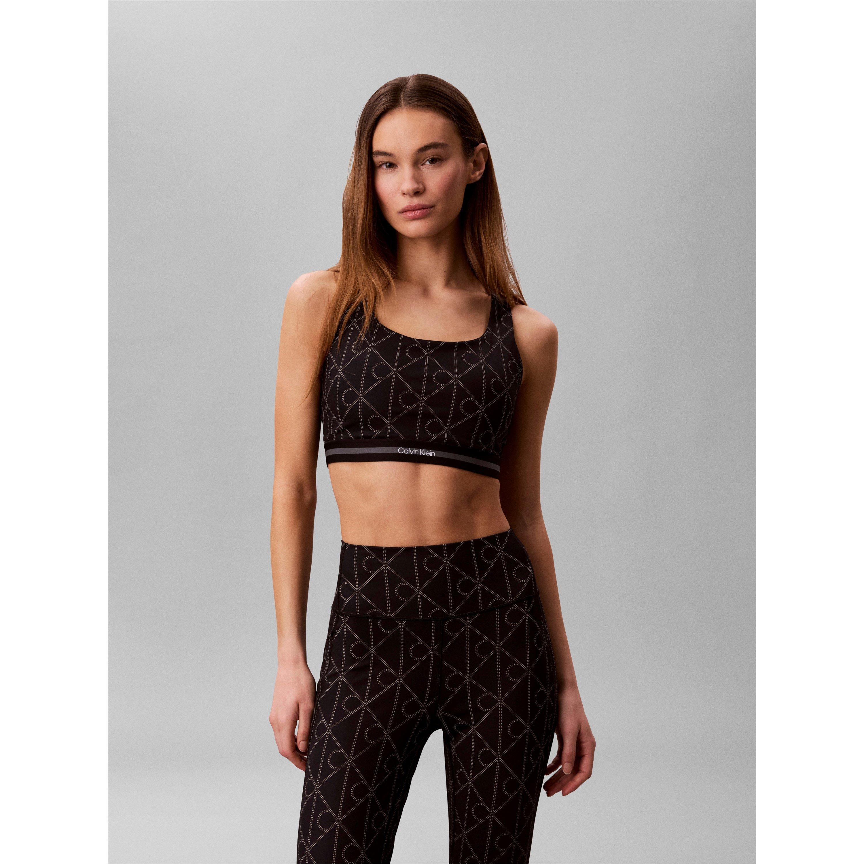 AOP Black - Calvin Klein - Women's Non Wired Medium Impact Sports Bra - 2