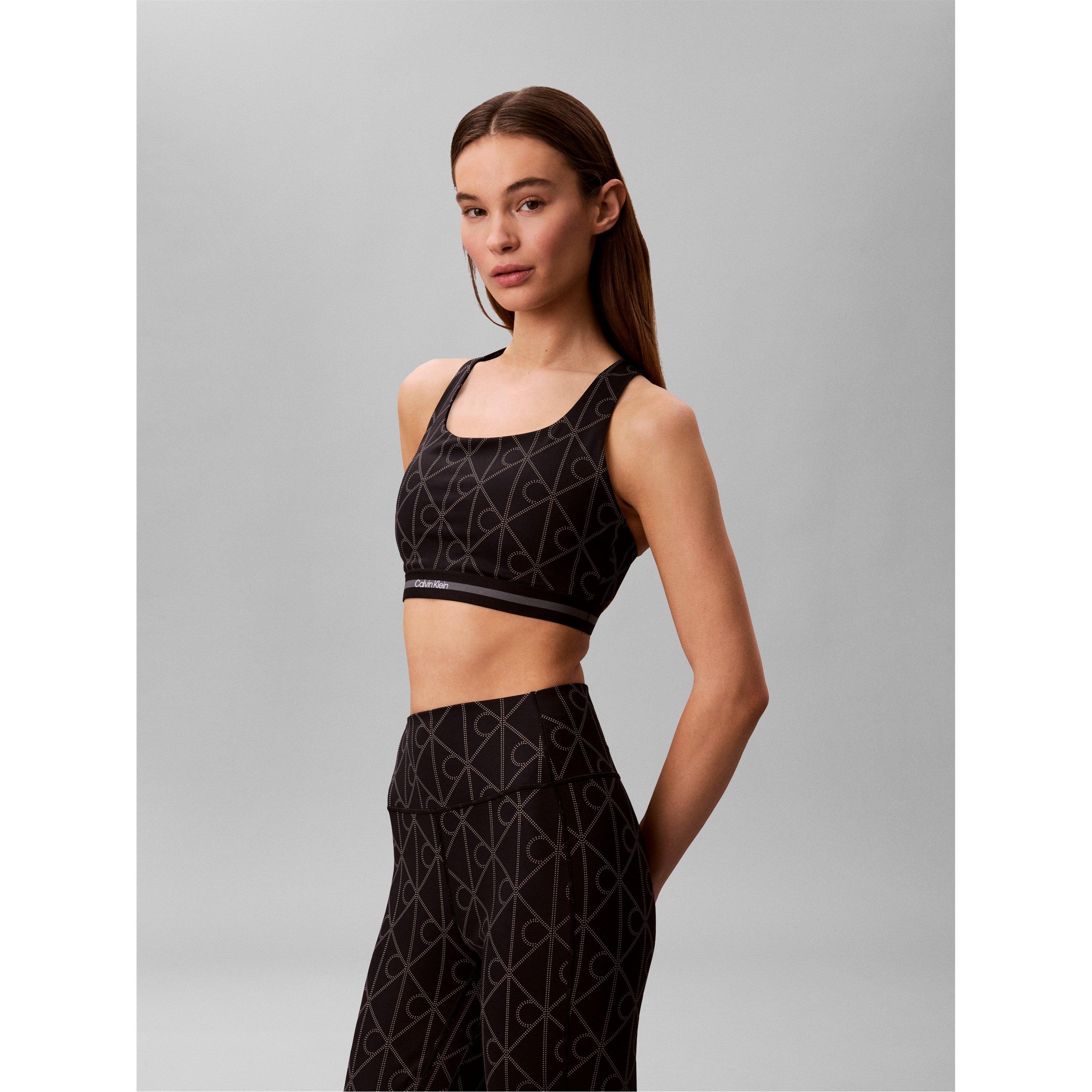 AOP Black - Calvin Klein - Women's Non Wired Medium Impact Sports Bra - 4