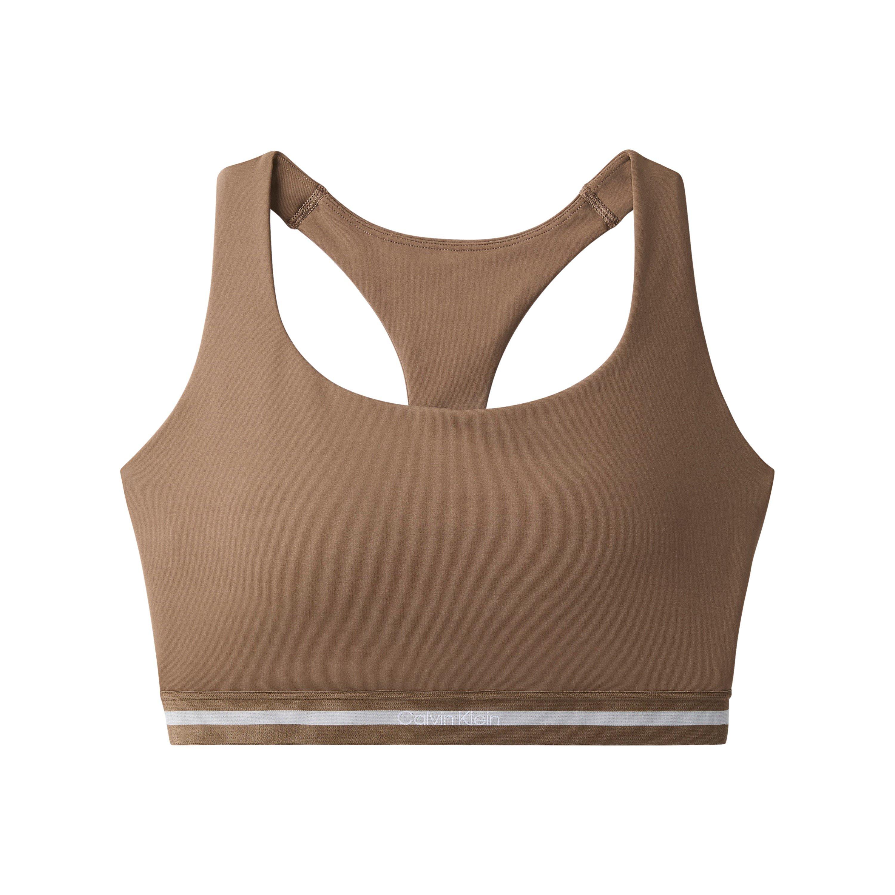 Calvin Klein Women's Non Wired Medium Impact Sports Bra - Shitake - 10 (S)