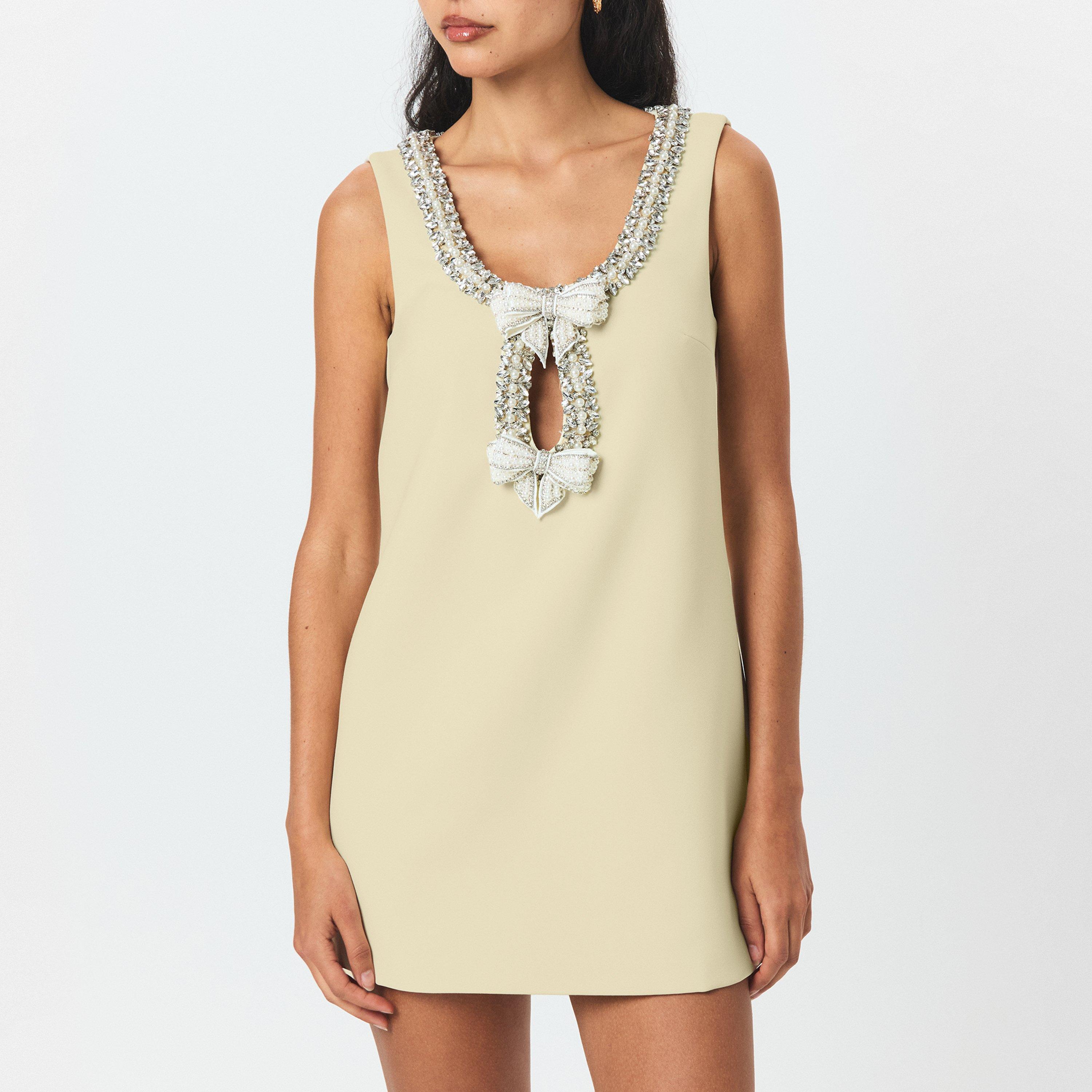 YELLOW - Self Portrait - Women's Bow Mini Dress - 3