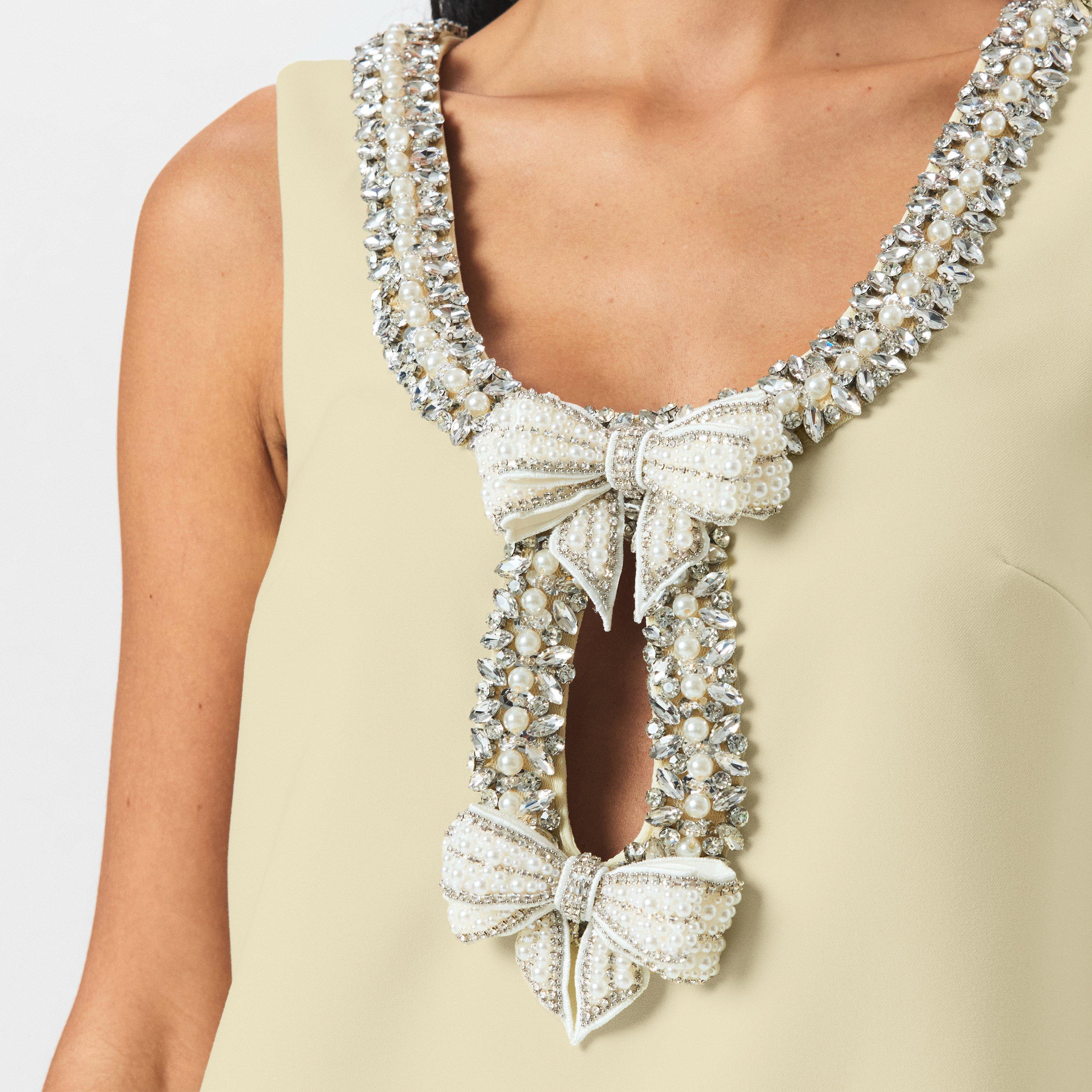 YELLOW - Self Portrait - Women's Bow Mini Dress - 5