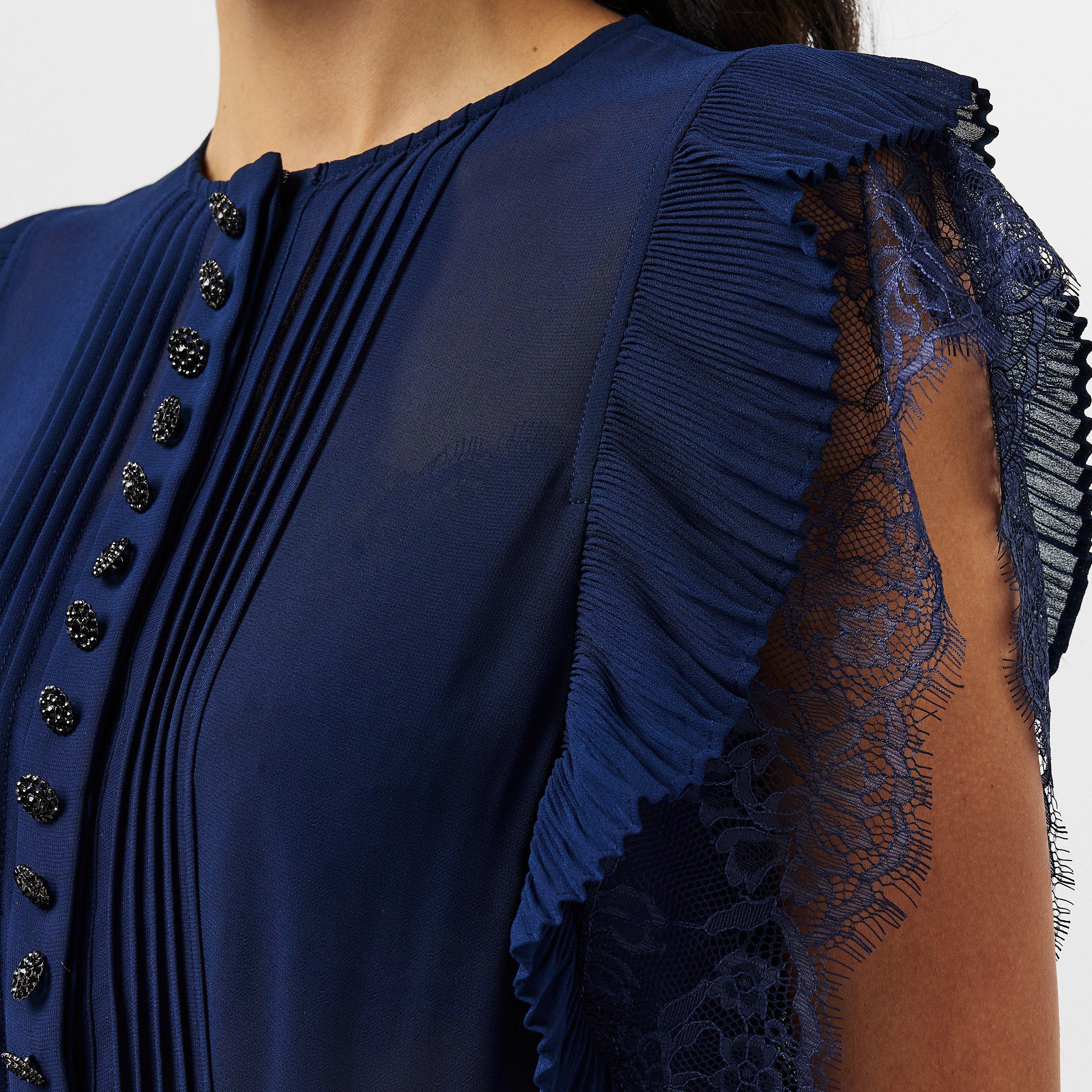 NAVY - Self Portrait - Women's Ruffle Mini Dress - 5