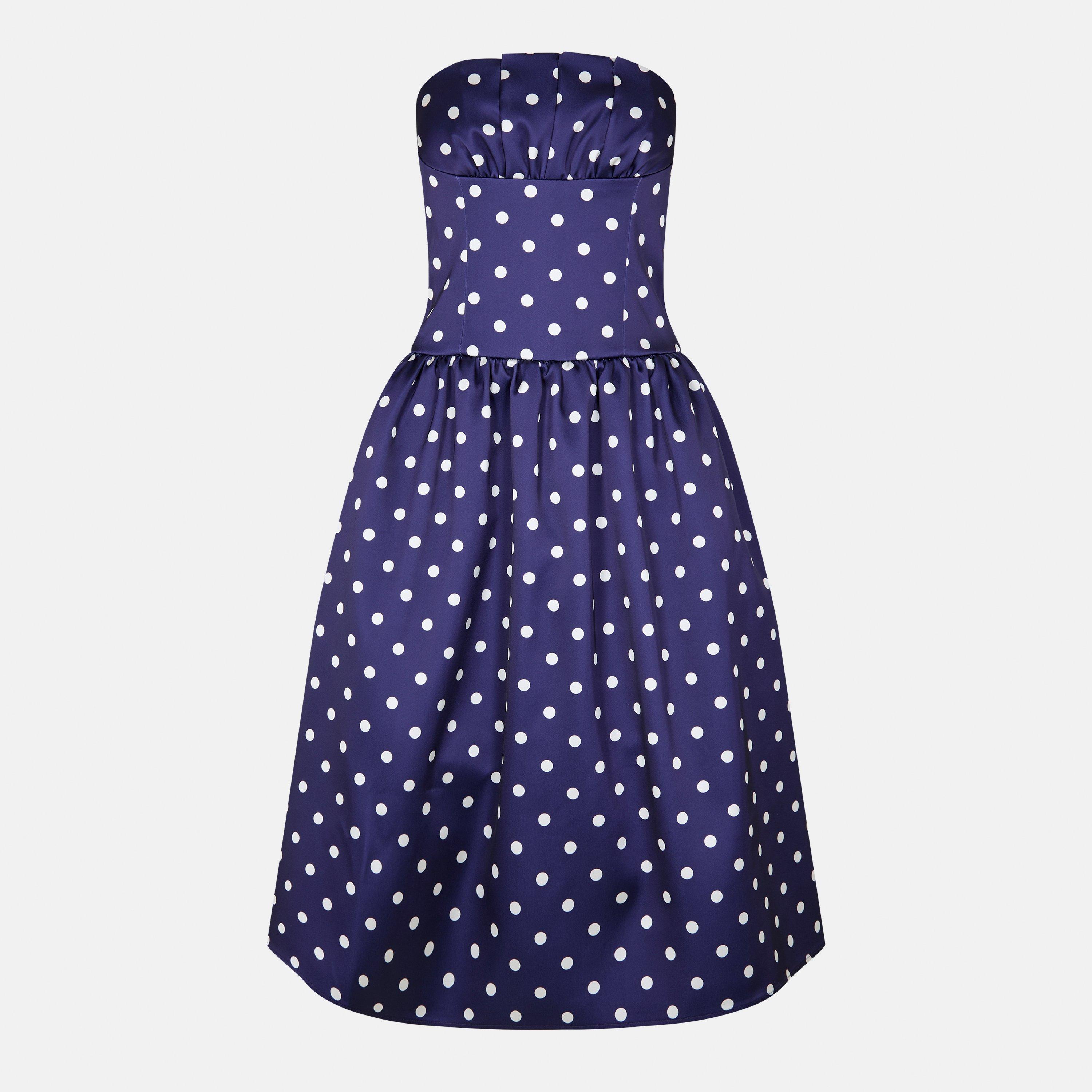 NAVY - Self Portrait - Polka Corset Midi Dress - 1