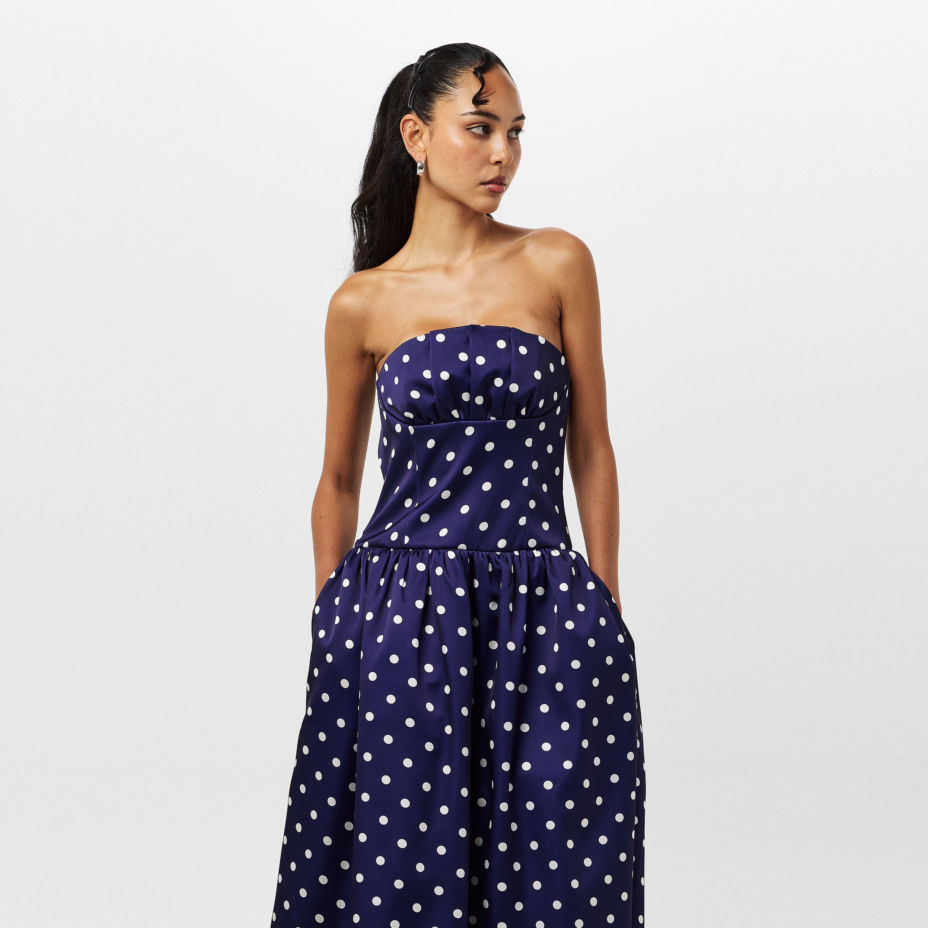NAVY - Self Portrait - Polka Corset Midi Dress - 3