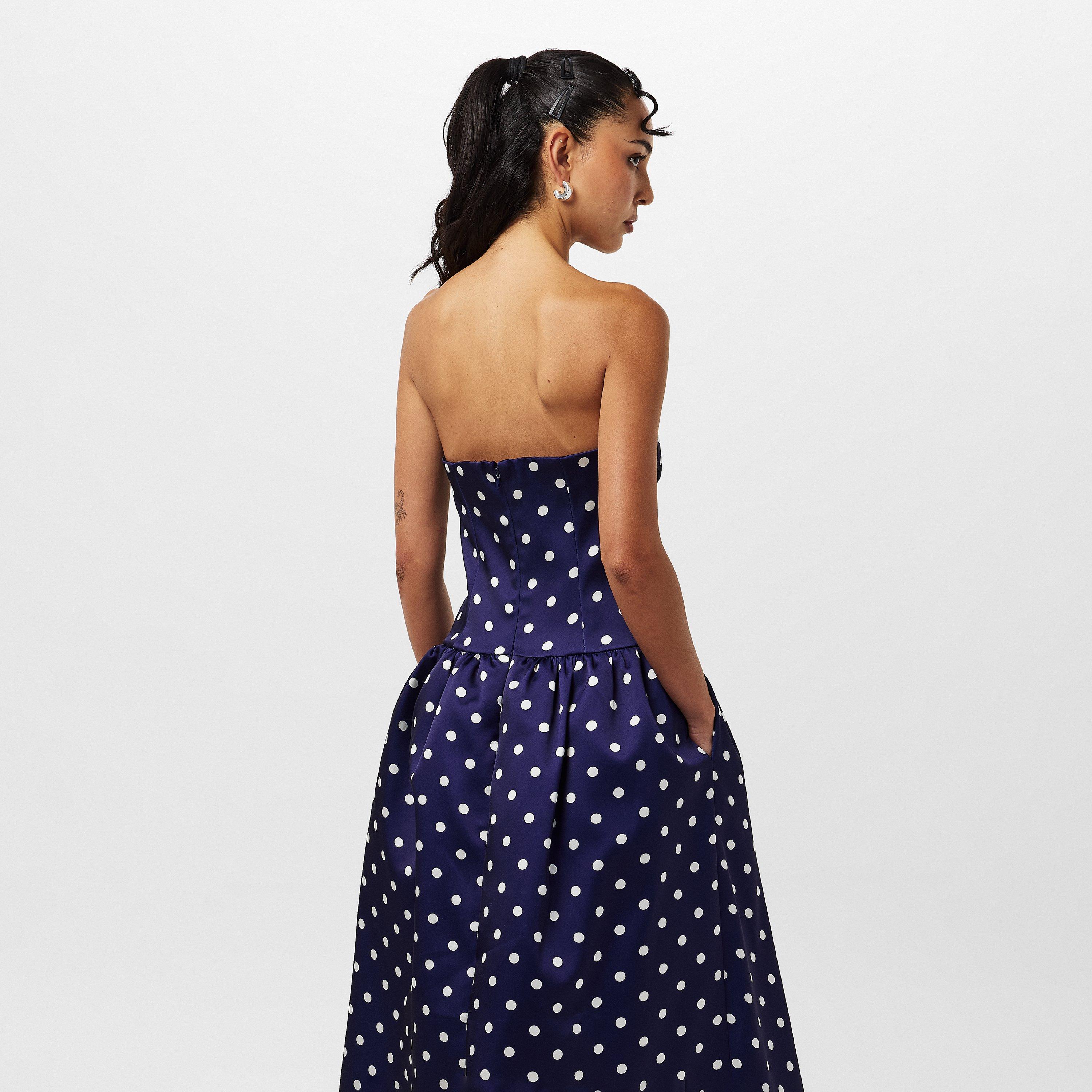 NAVY - Self Portrait - Polka Corset Midi Dress - 4