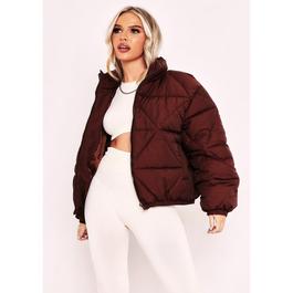 Missy Empire Diamond Quilted Logo Padded Puffer Coat